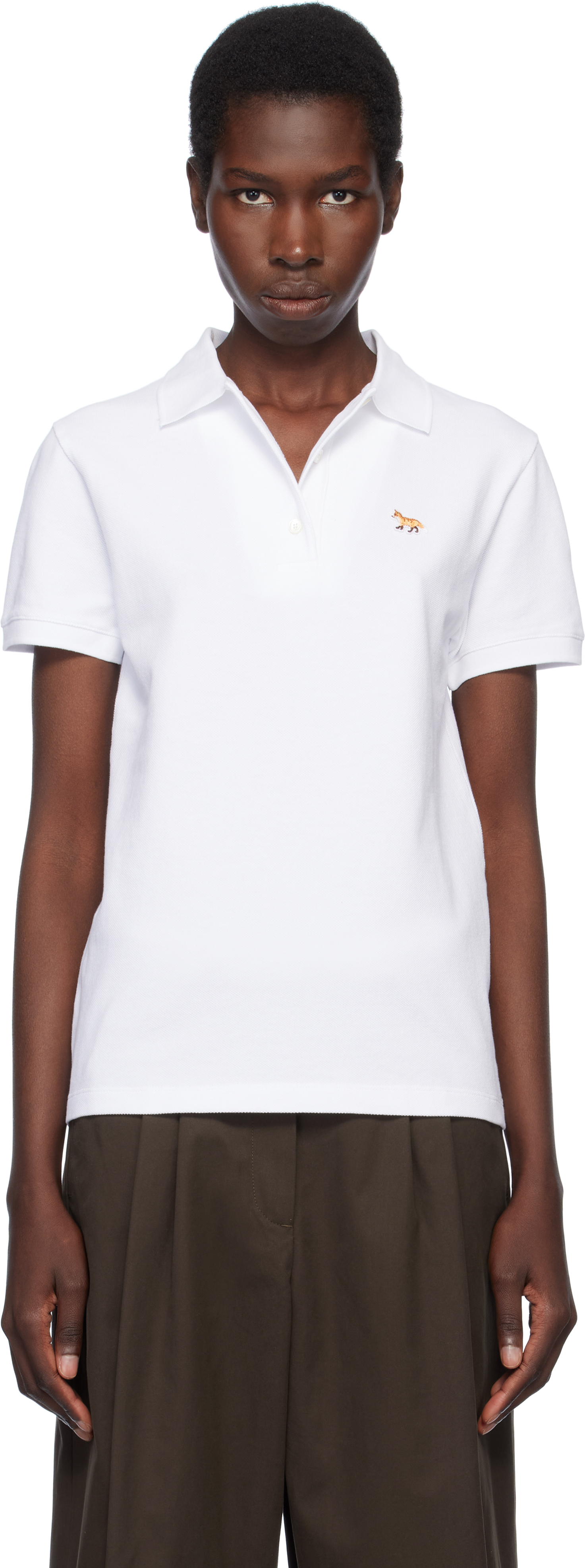 Maison Kitsuné White Baby Fox Patch Regular Polo