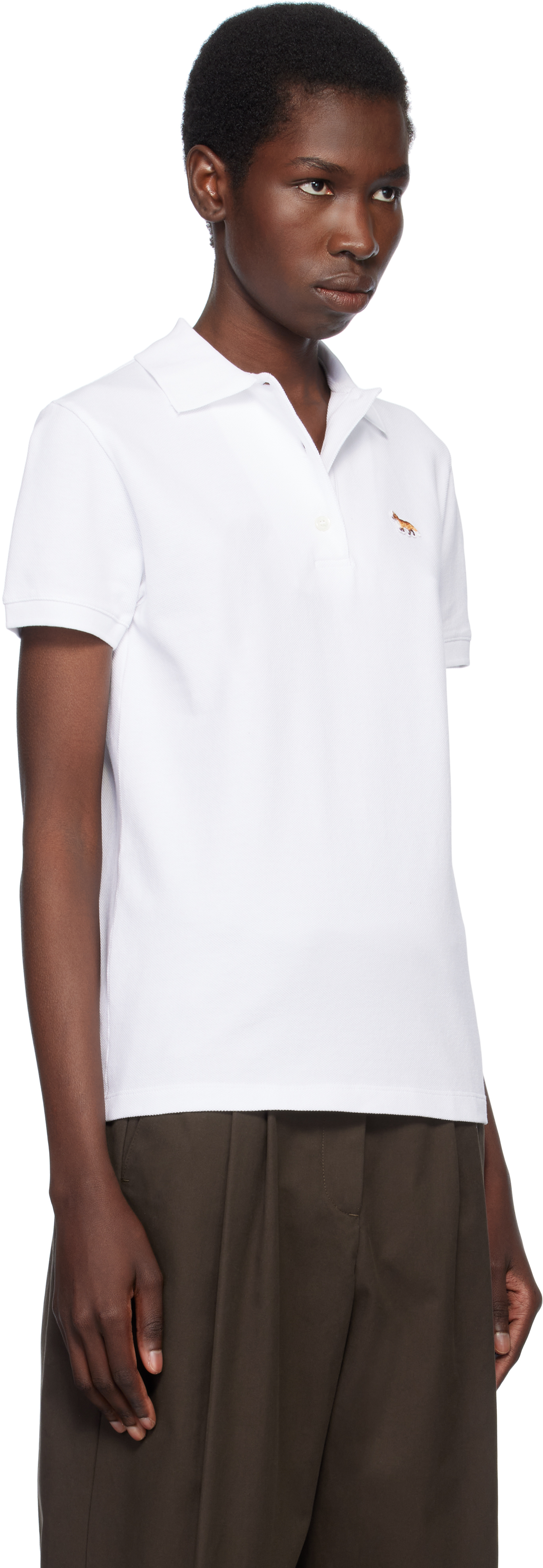 Shop Maison Kitsuné White Baby Fox Patch Regular Polo