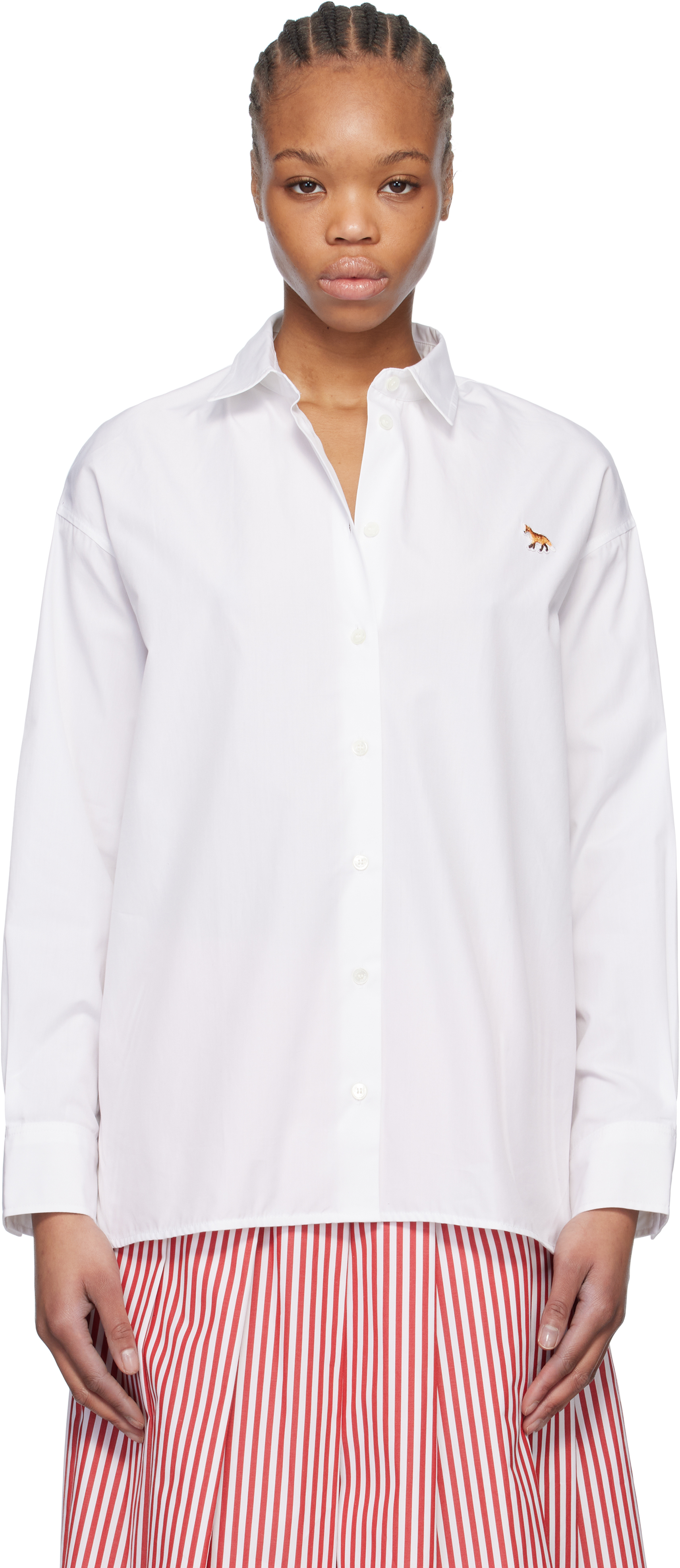 MAISON KITSUNÉ WHITE BABY FOX PATCH CLASSIC SHIRT