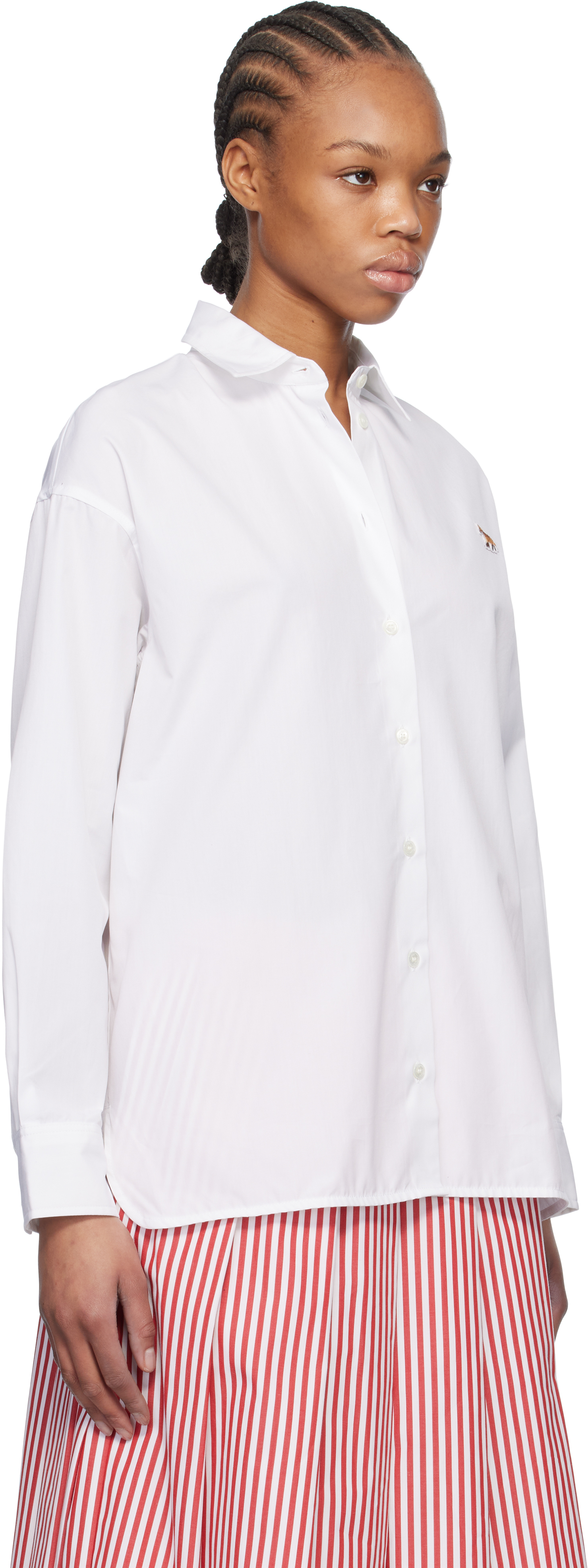 MAISON KITSUNÉ WHITE BABY FOX PATCH CLASSIC SHIRT