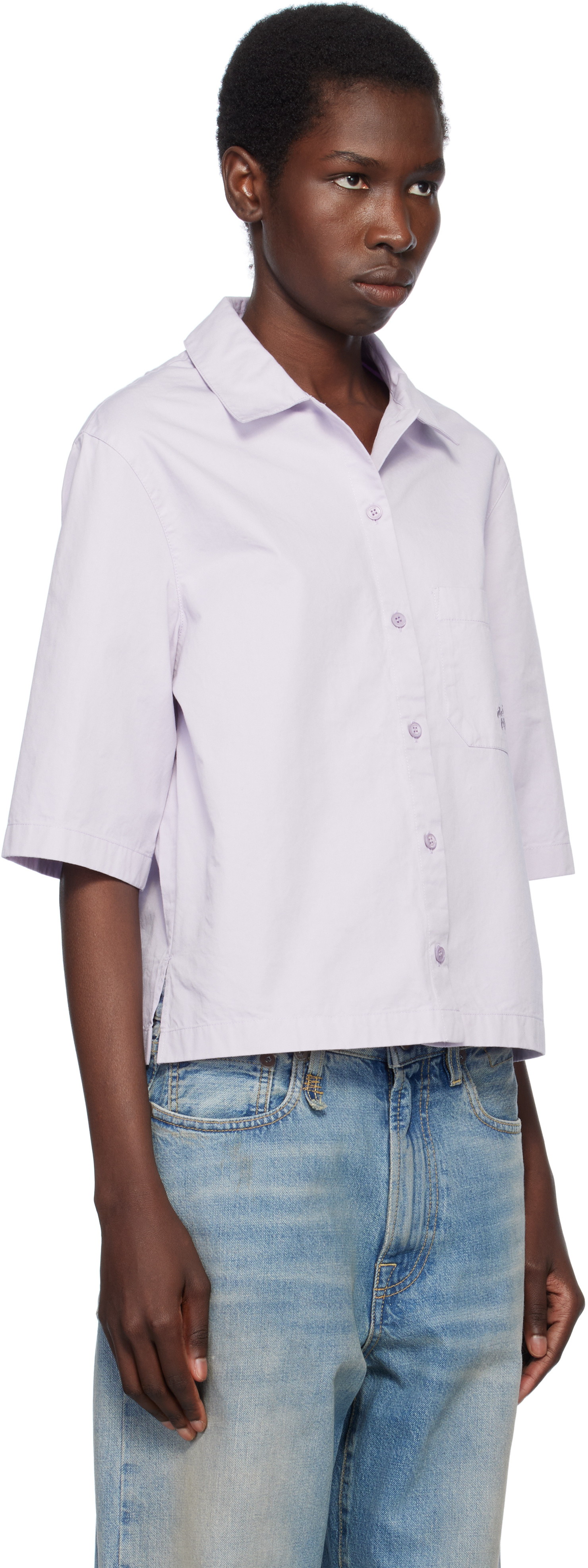 MAISON KITSUNÉ PURPLE CROPPED BOXY SHIRT