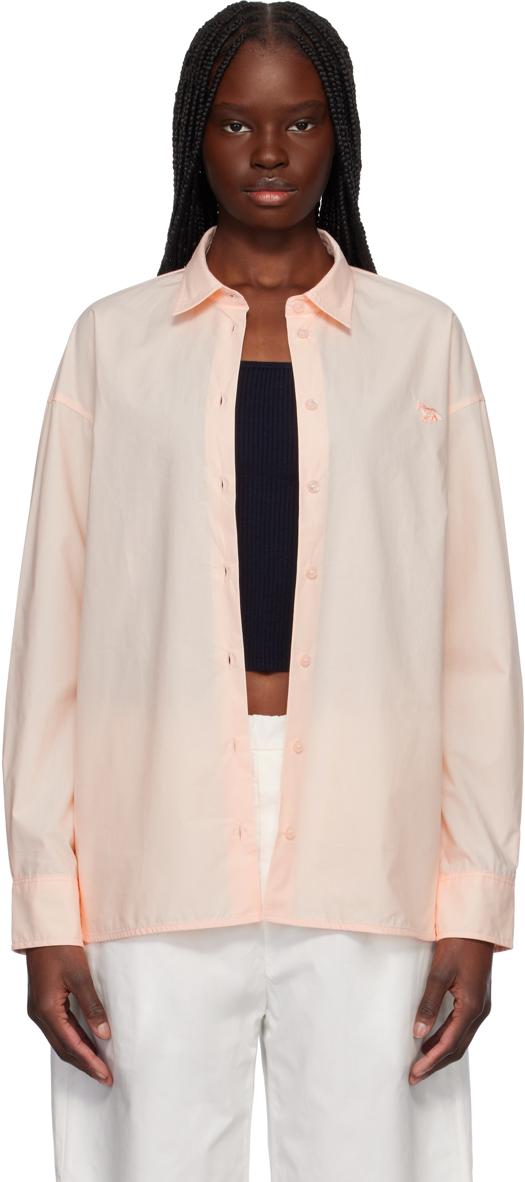 MAISON KITSUNÉ PINK BABY FOX CASUAL SHIRT