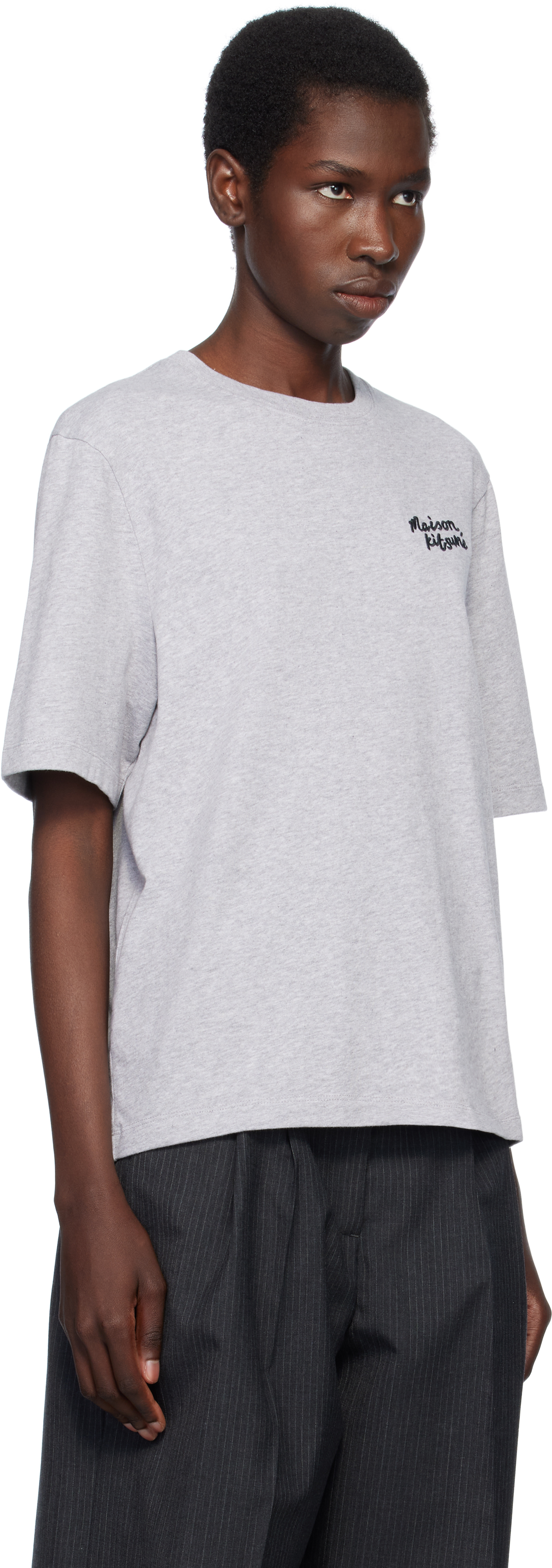 Shop Maison Kitsuné Gray '' Handwriting Comfort T-shirt