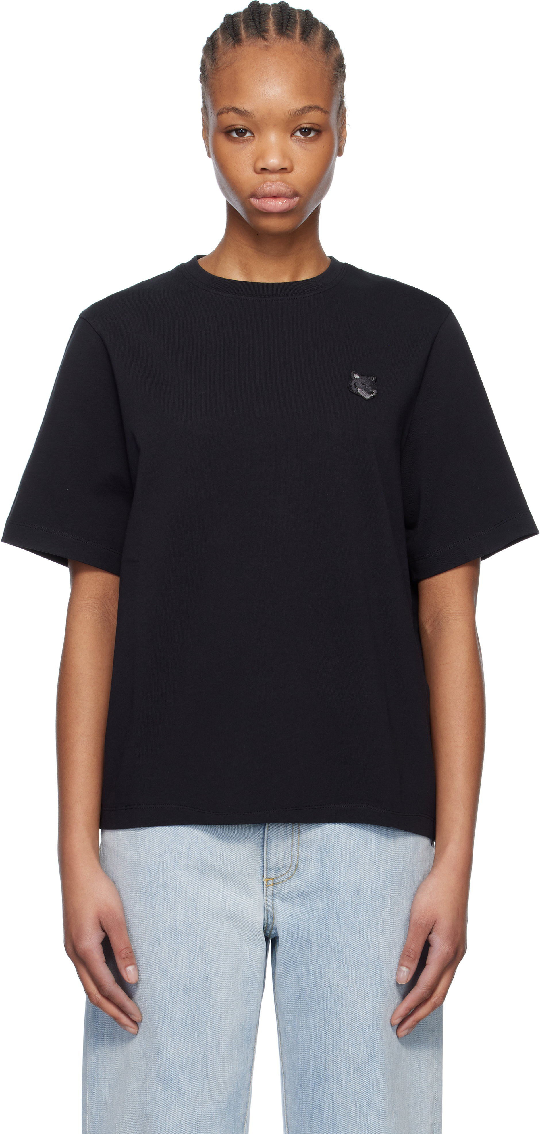 MAISON KITSUNÉ BLACK BOLD FOX HEAD PATCH COMFORT T-SHIRT
