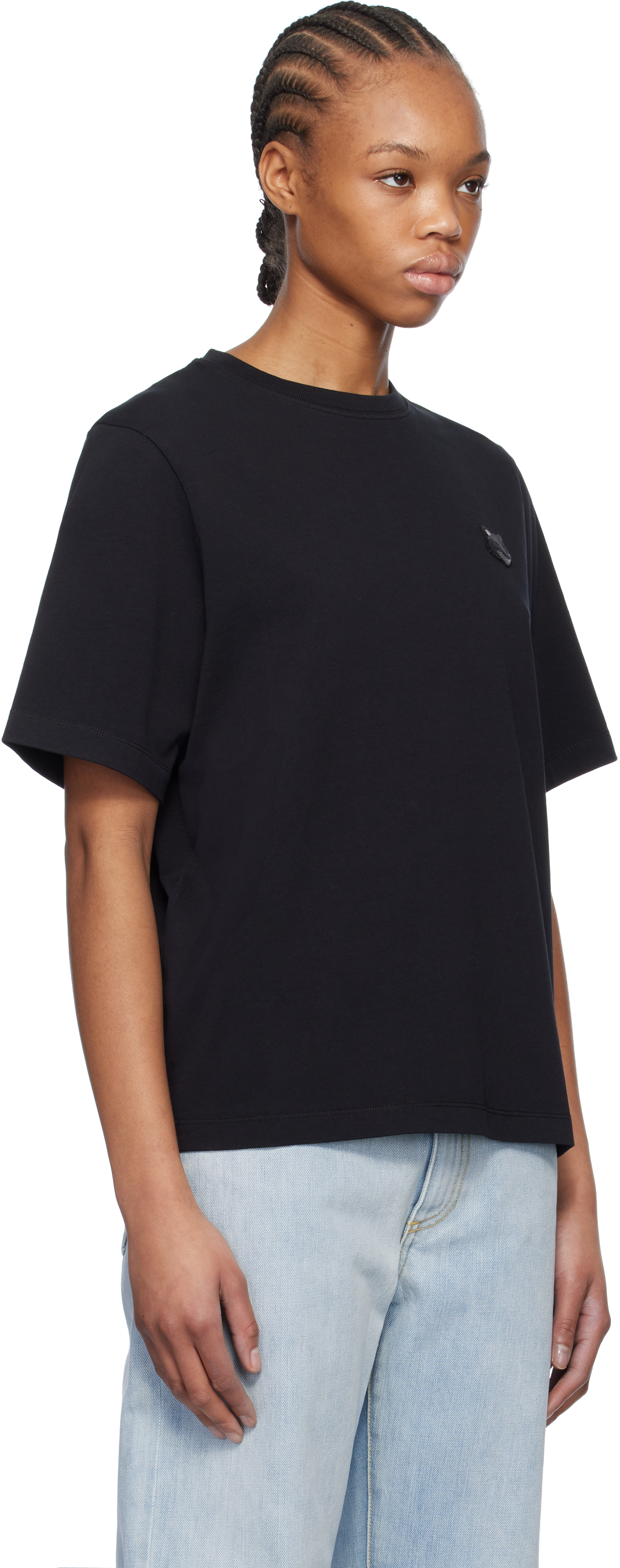 MAISON KITSUNÉ BLACK BOLD FOX HEAD PATCH COMFORT T-SHIRT