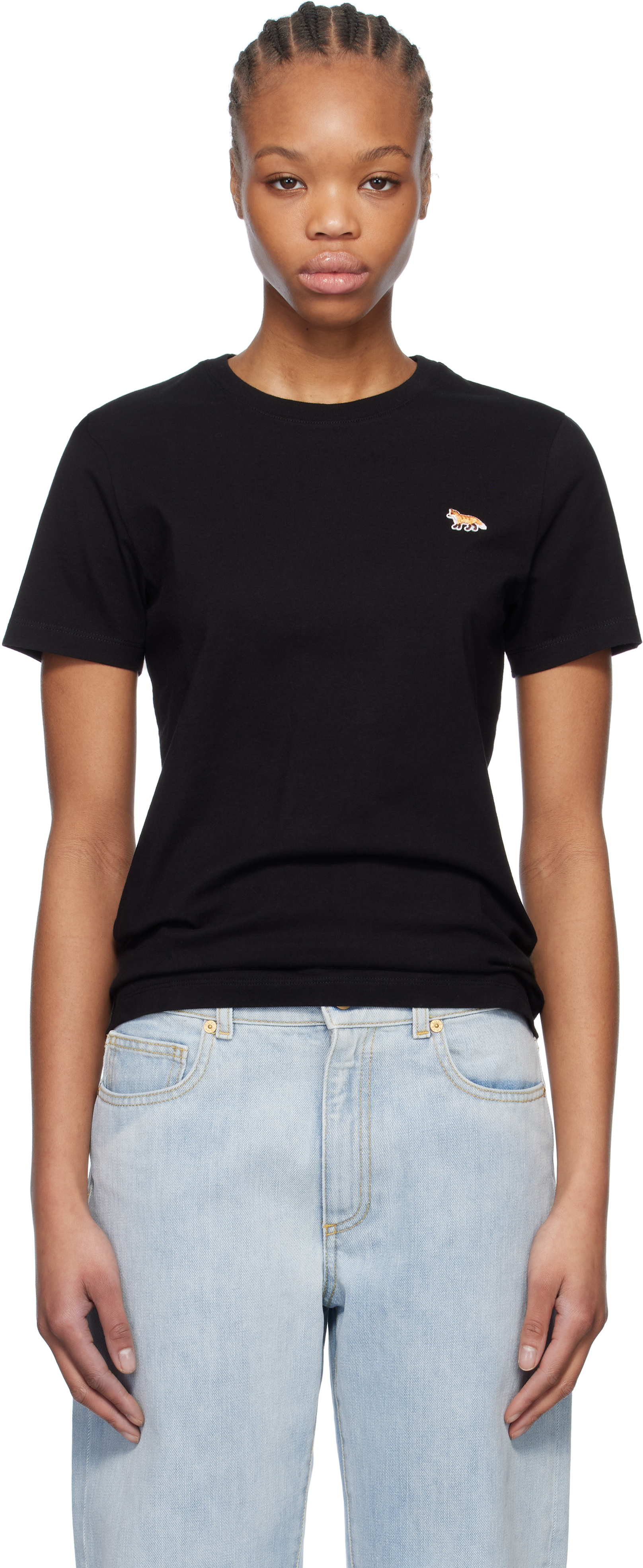 MAISON KITSUNÉ BLACK BABY FOX PATCH REGULAR T-SHIRT 