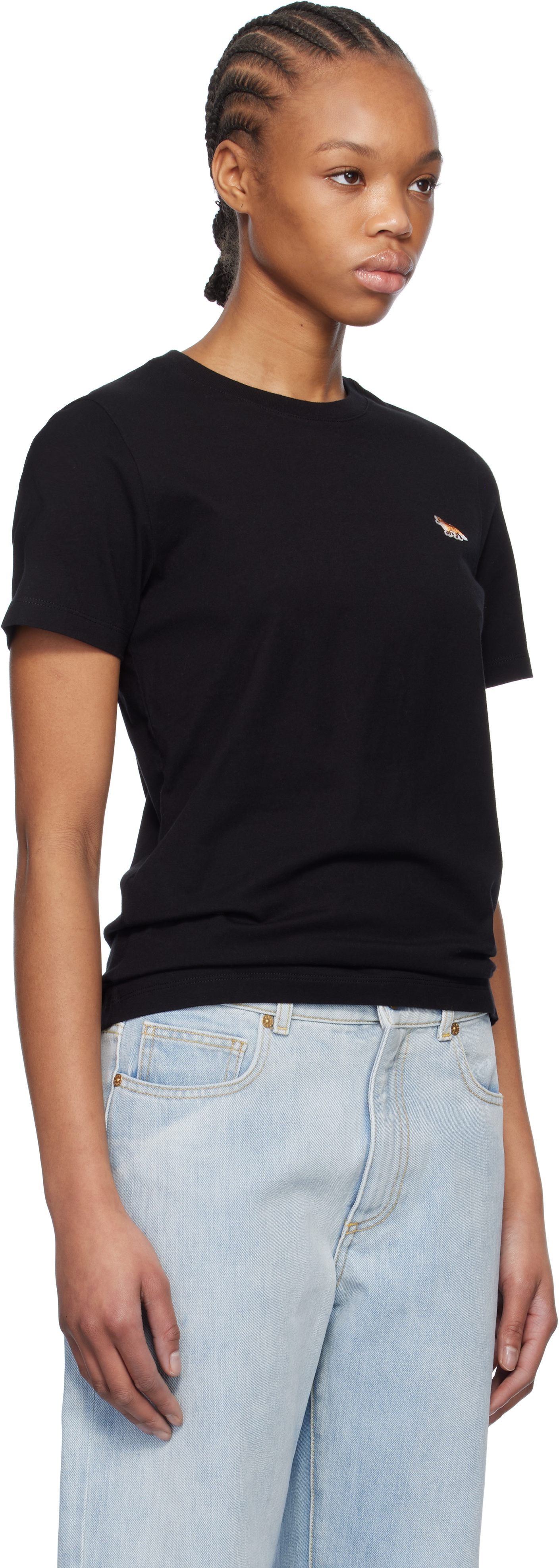 MAISON KITSUNÉ BLACK BABY FOX PATCH REGULAR T-SHIRT 