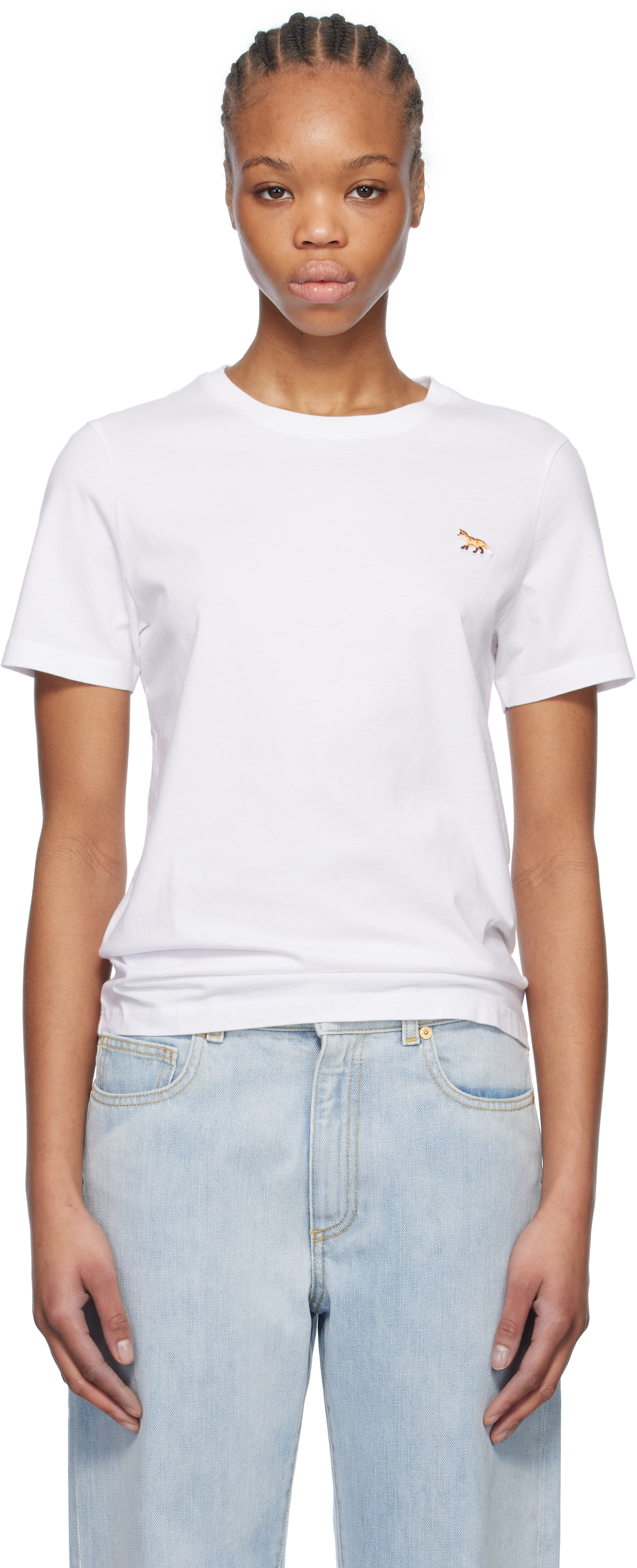 MAISON KITSUNÉ WHITE BABY FOX PATCH REGULAR T-SHIRT