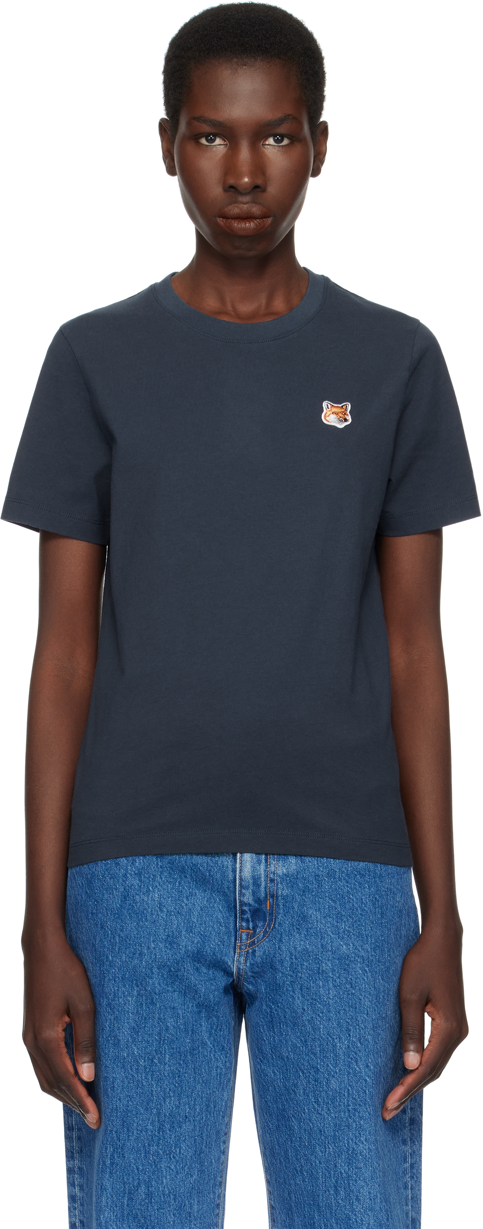 Maison Kitsuné Navy Fox Head Patch Regular T-shirt