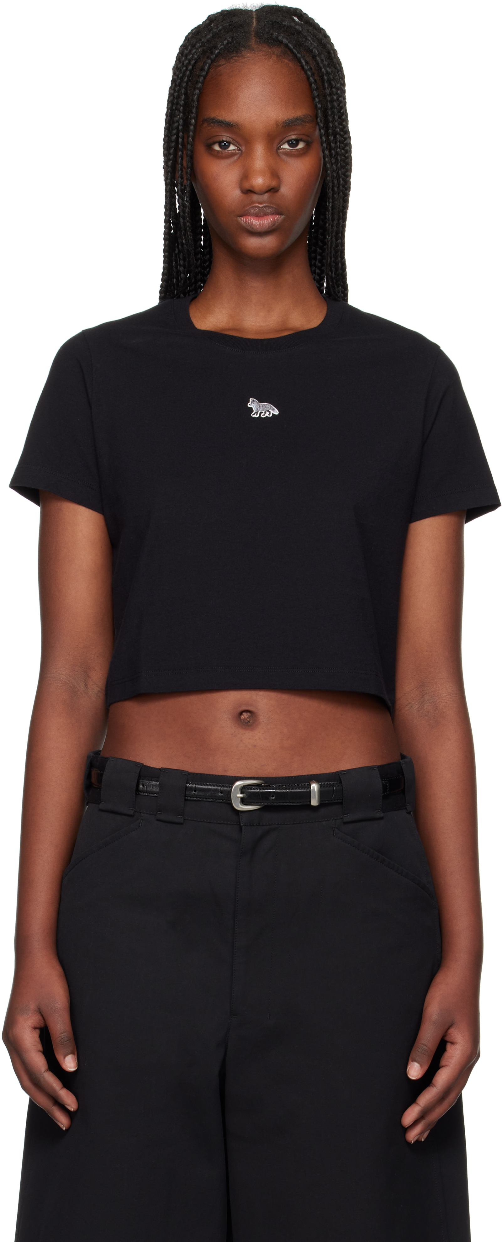 MAISON KITSUNÉ BLACK BABY FOX PATCH BABY T-SHIRT 