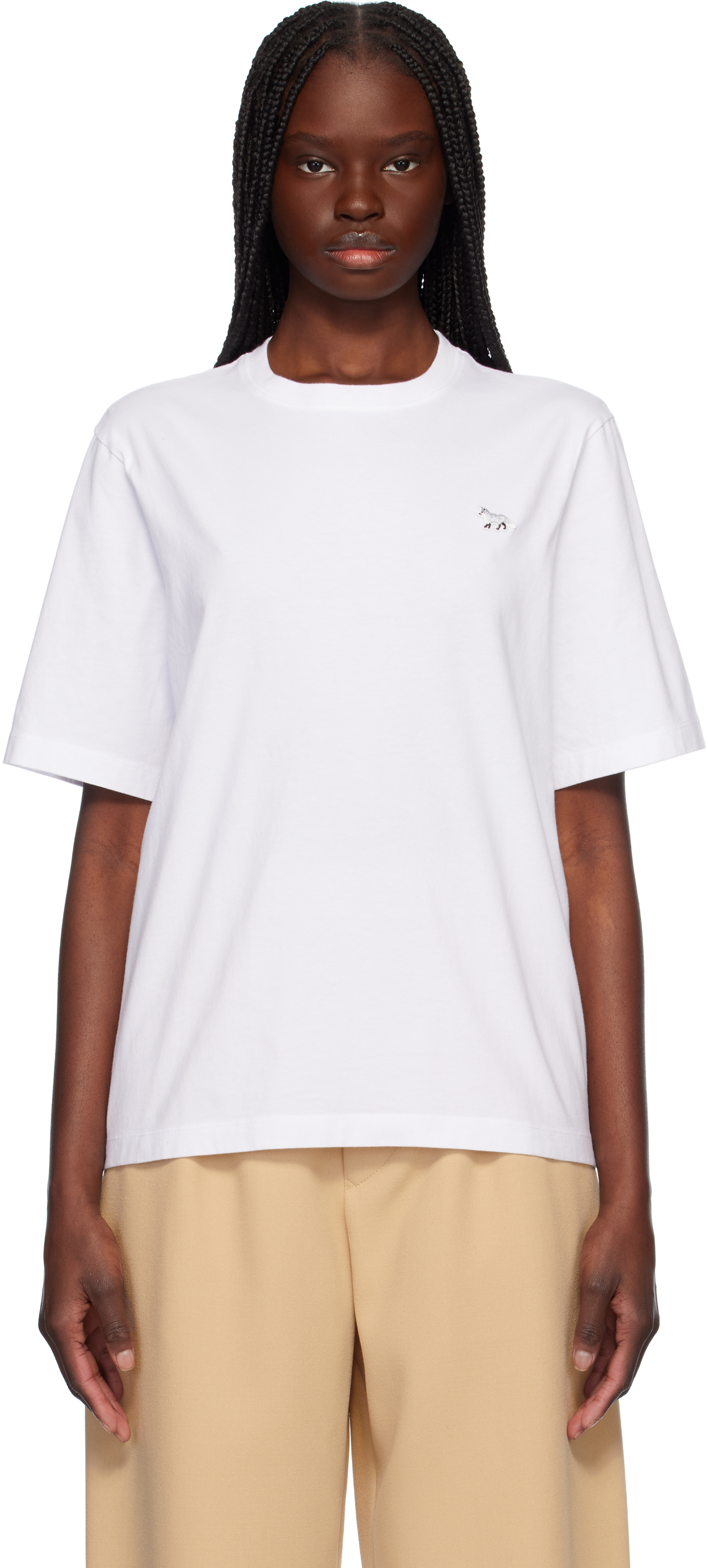 White Baby Fox Patch Comfort T-shirt by Maison Kitsuné on Sale