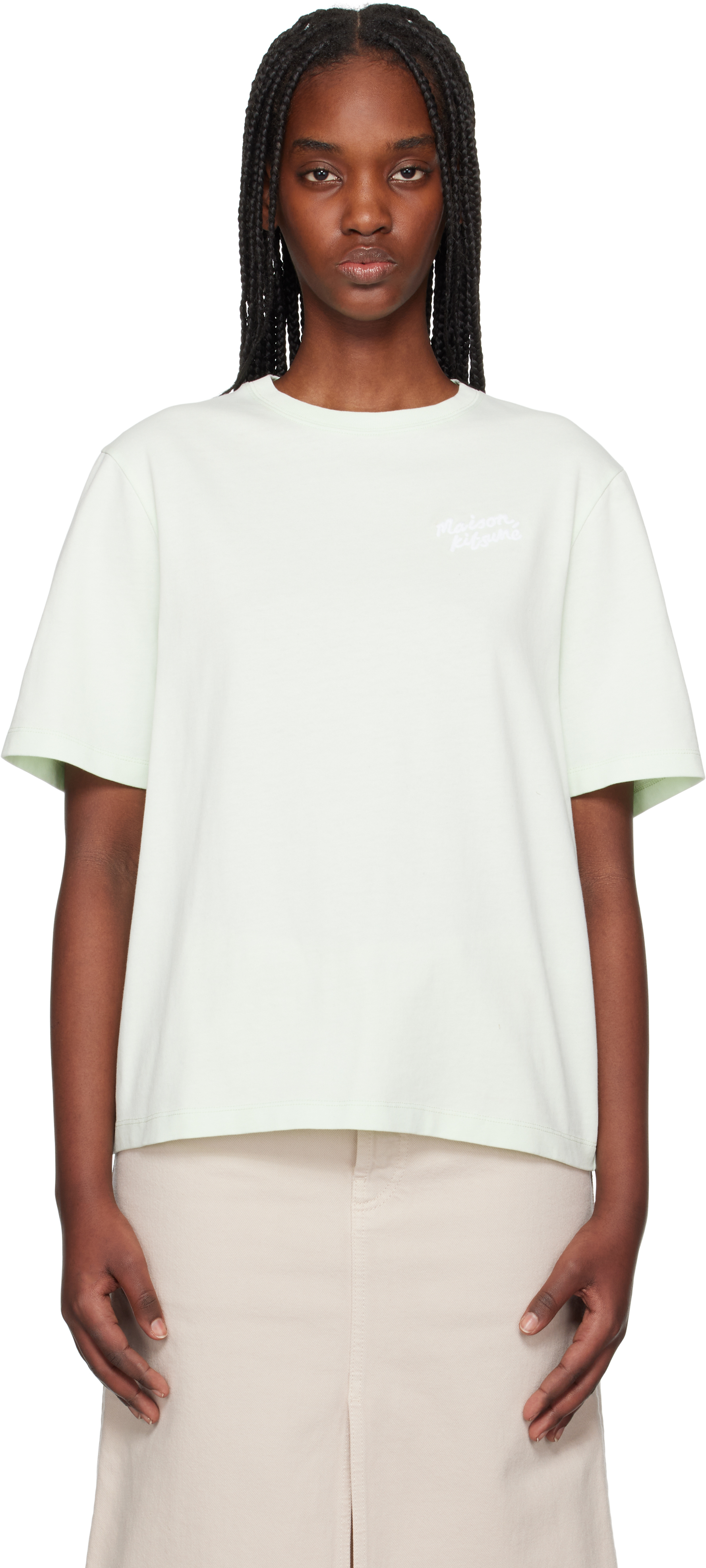 MAISON KITSUNÉ GREEN 'MAISON KITSUNÉ' HANDWRITING COMFORT T-SHIRT