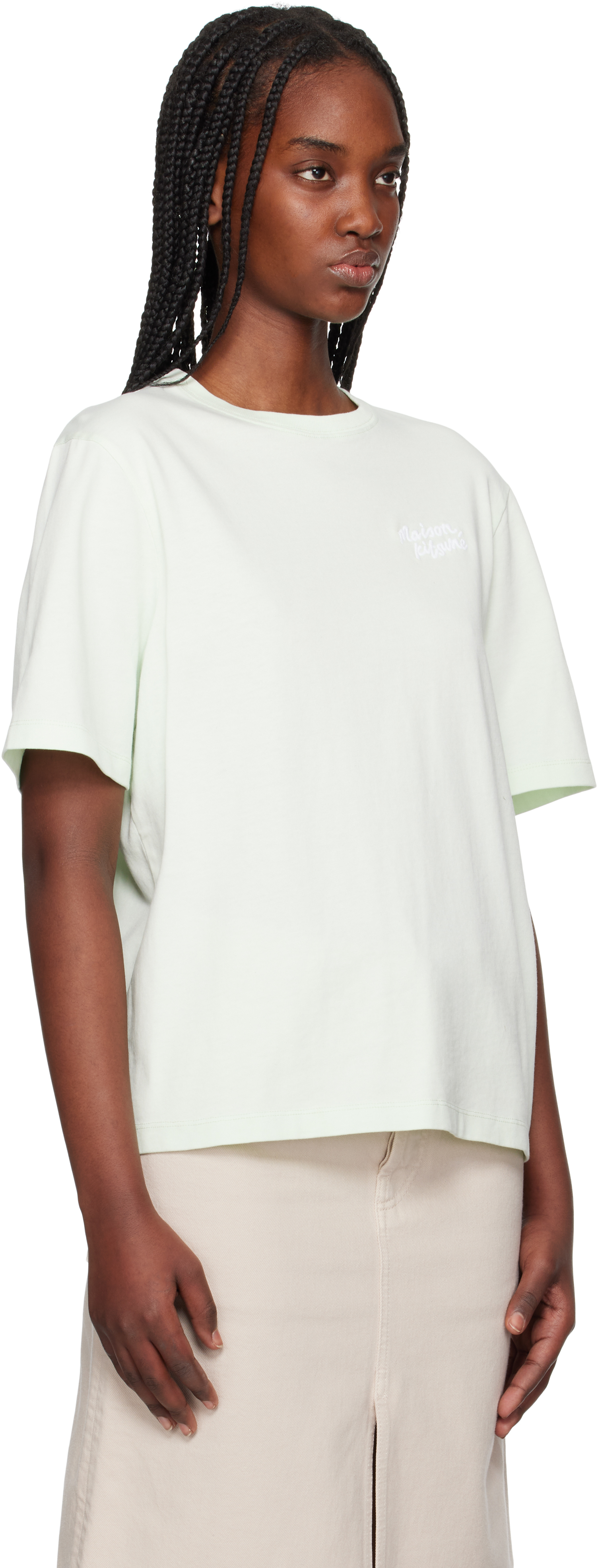 MAISON KITSUNÉ GREEN 'MAISON KITSUNÉ' HANDWRITING COMFORT T-SHIRT