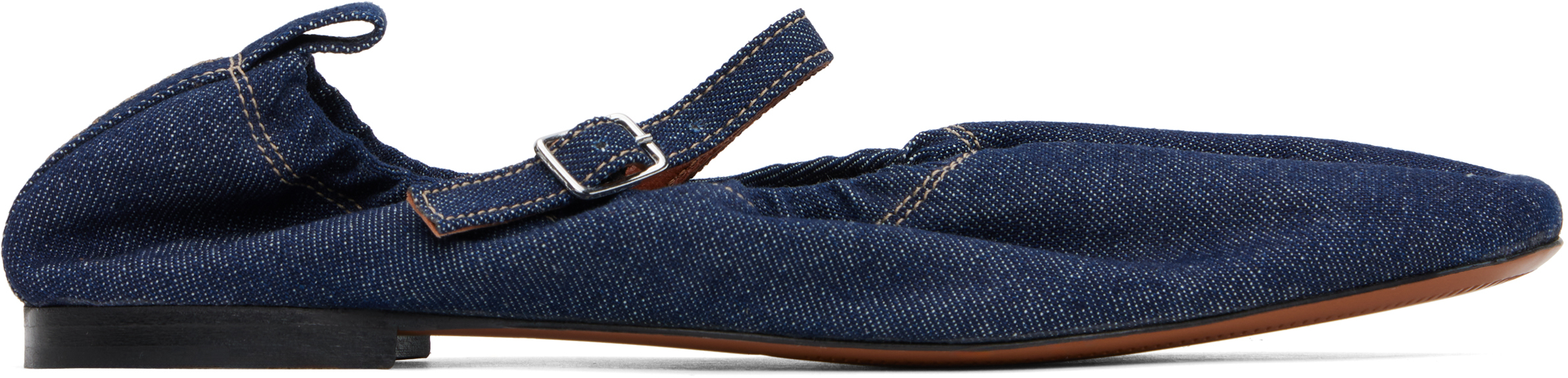 Maison Kitsuné Blue Denim Ballerina Flats