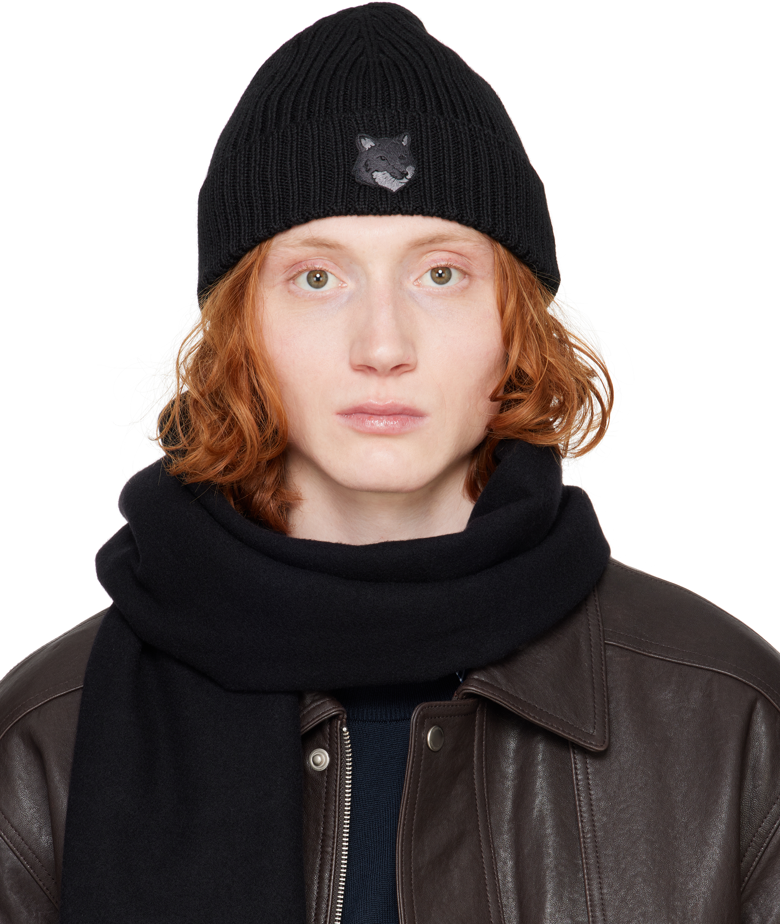 MAISON KITSUNÉ ブラックフォックスヘッドビーニー Maison Kitsunéのブラック フォックスヘッド ビーニーがセール中