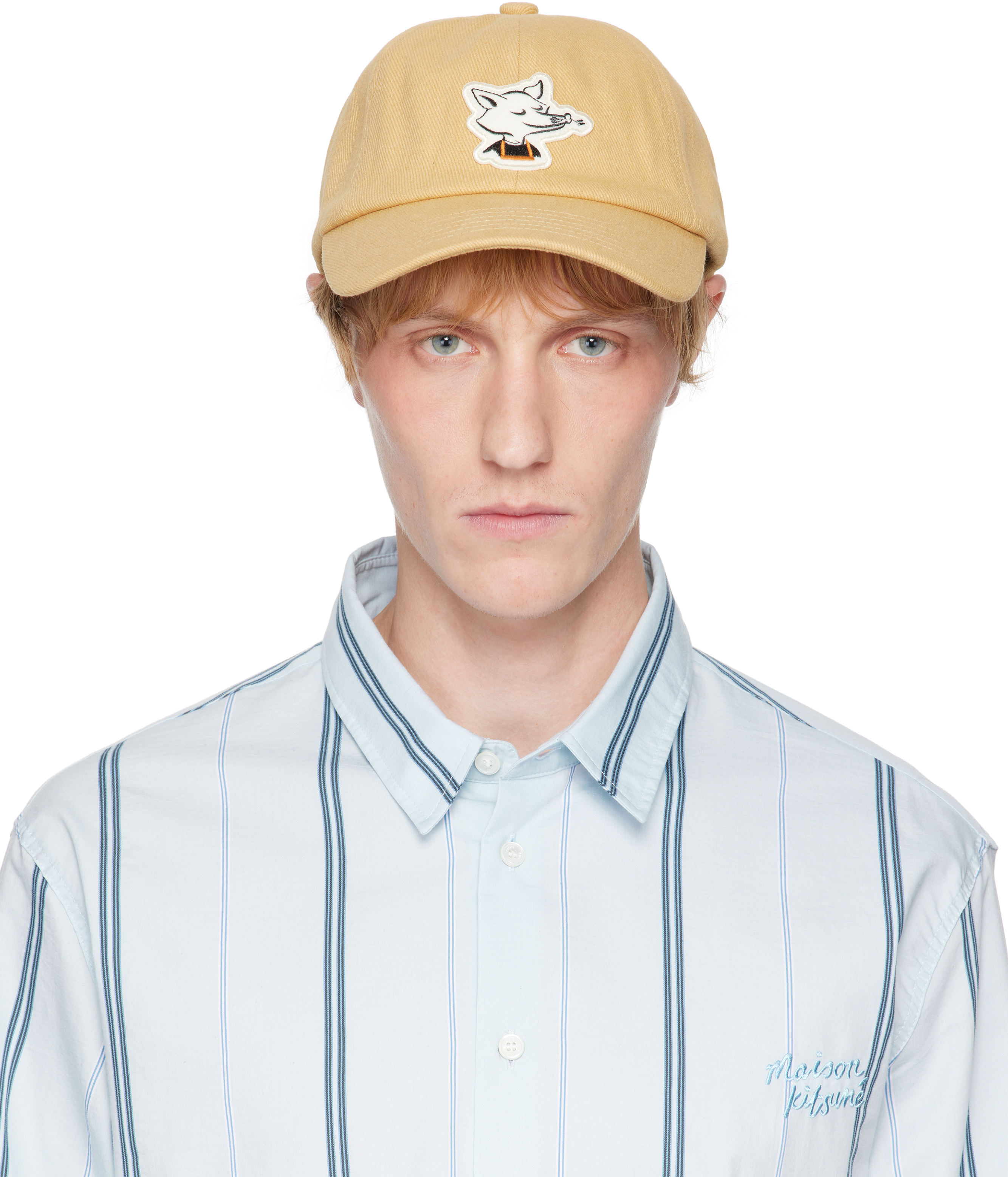 Maison Kitsuné Beige Barista Fox Patch Cap
