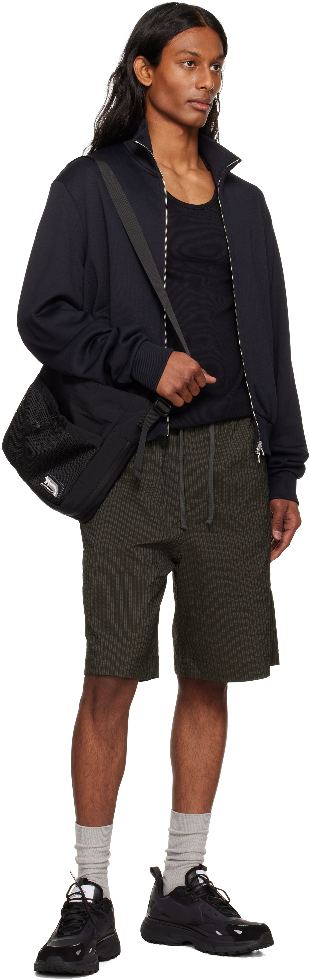 Maison Kitsuné Black Flash Fox Messenger Bag In Black