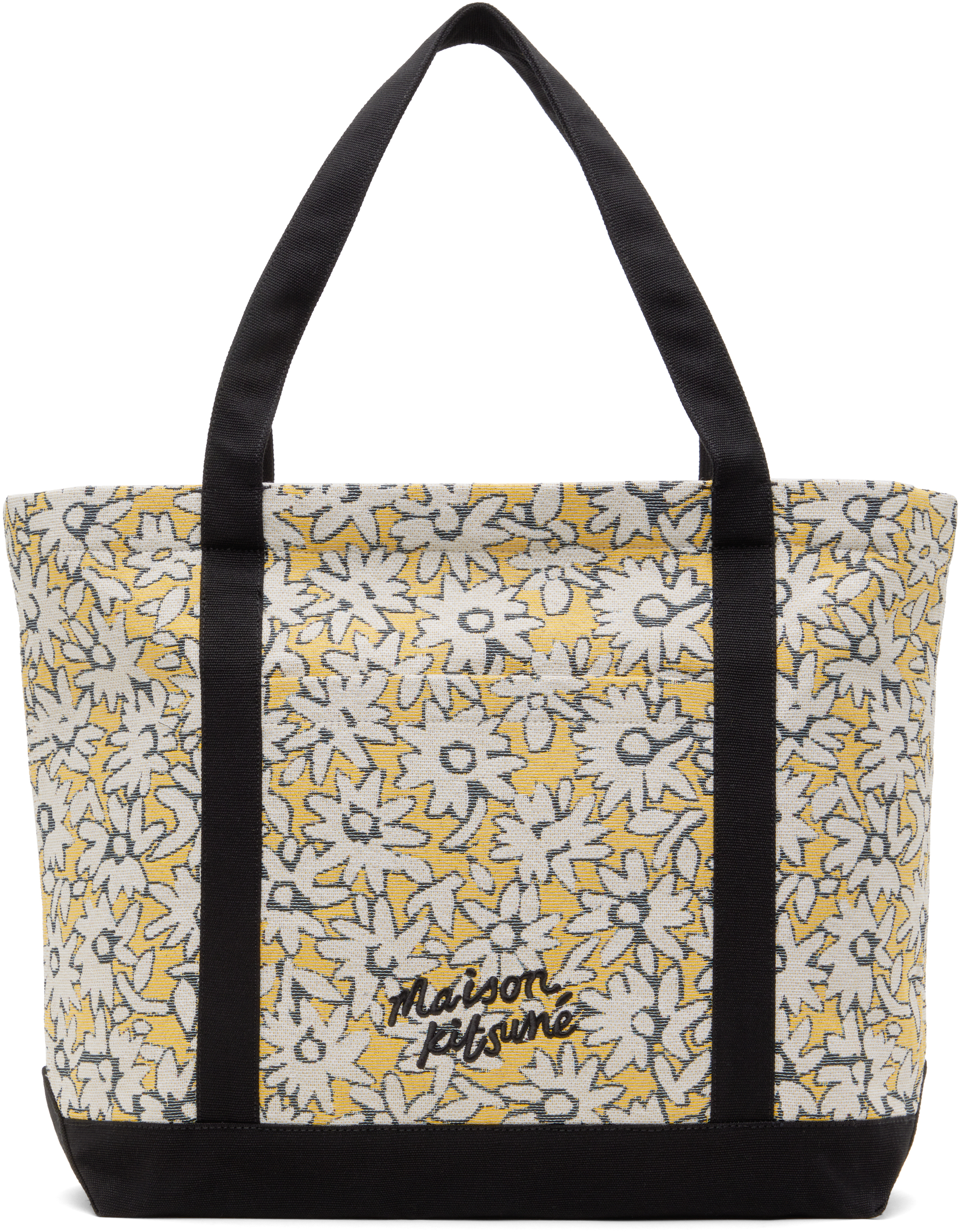 Maison Kitsuné Yellow Daisy Field Large Jacquard Tote