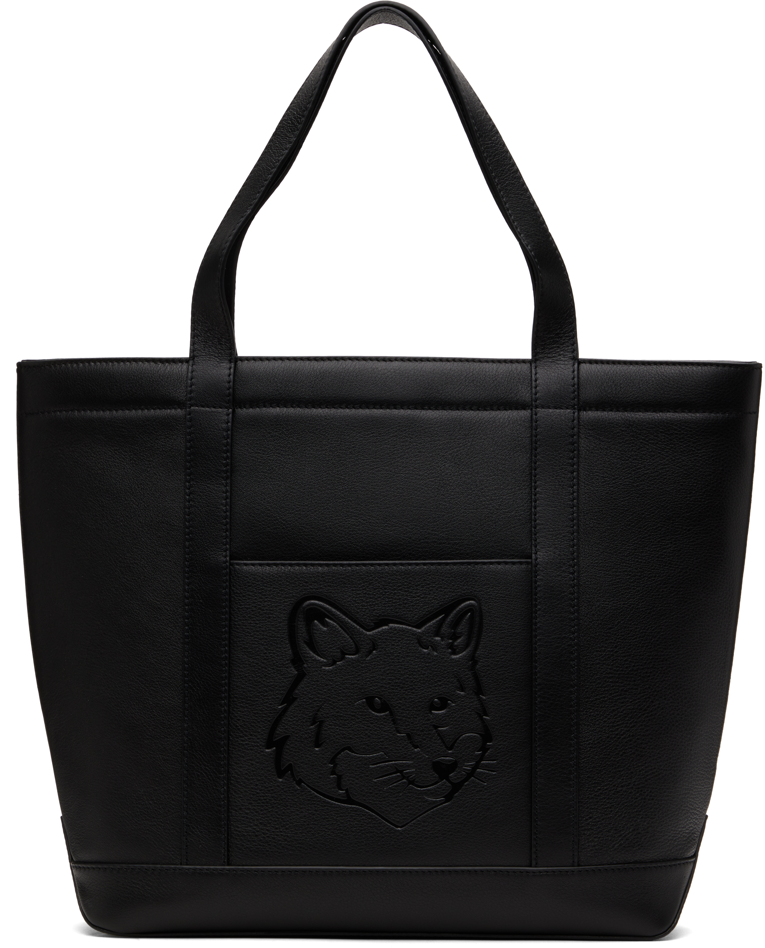 Maison Kitsuné Black Fox Head Leather Medium Tote