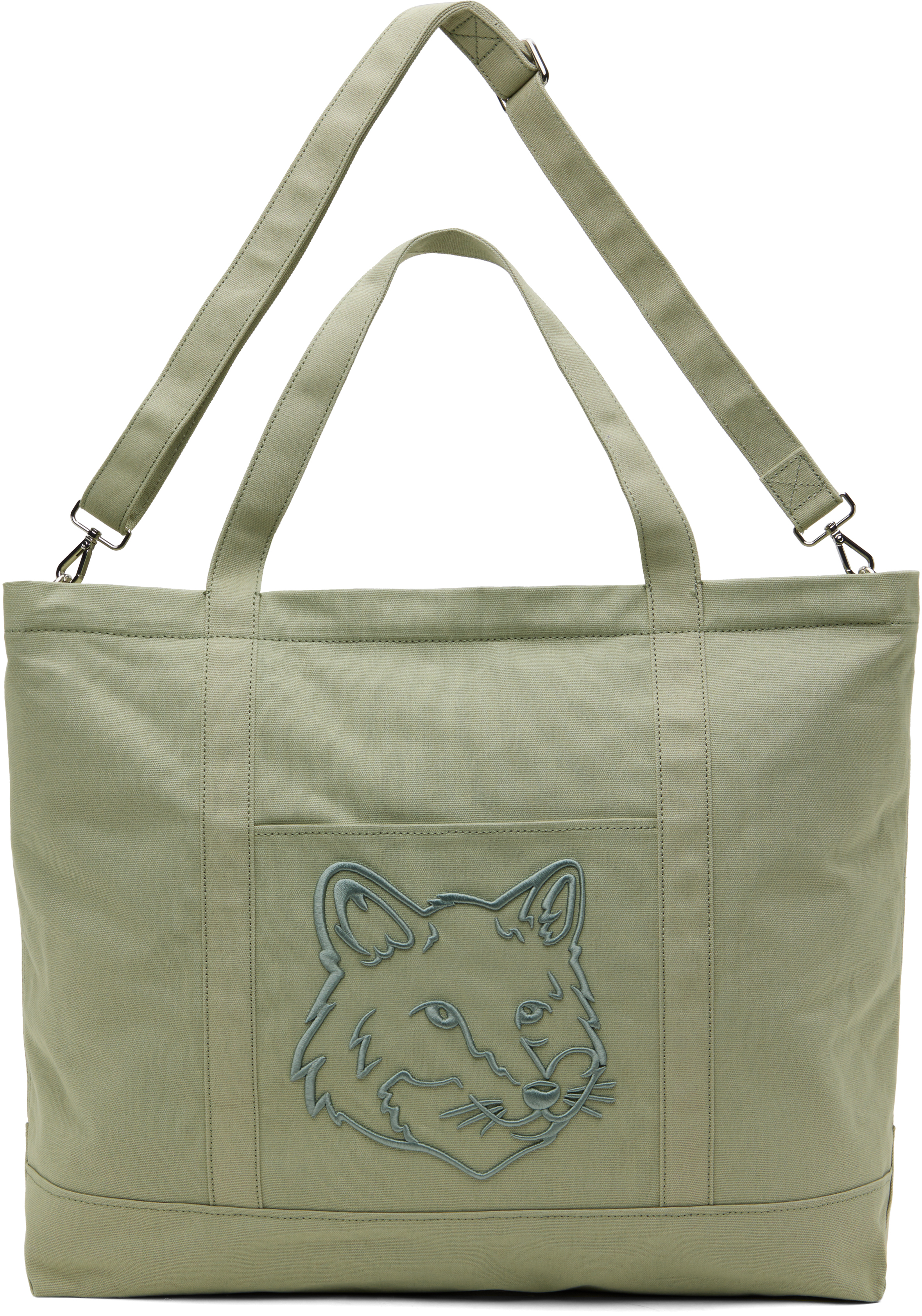Maison Kitsuné Green Fox Head Xl Tote