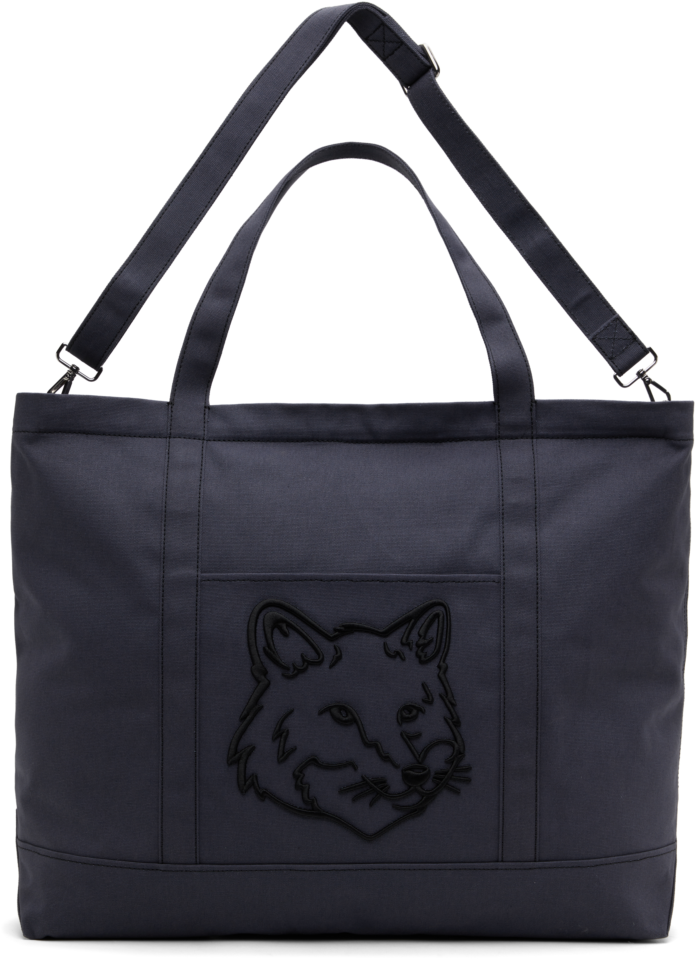 Maison Kitsuné Navy Fox Head Xl Tote