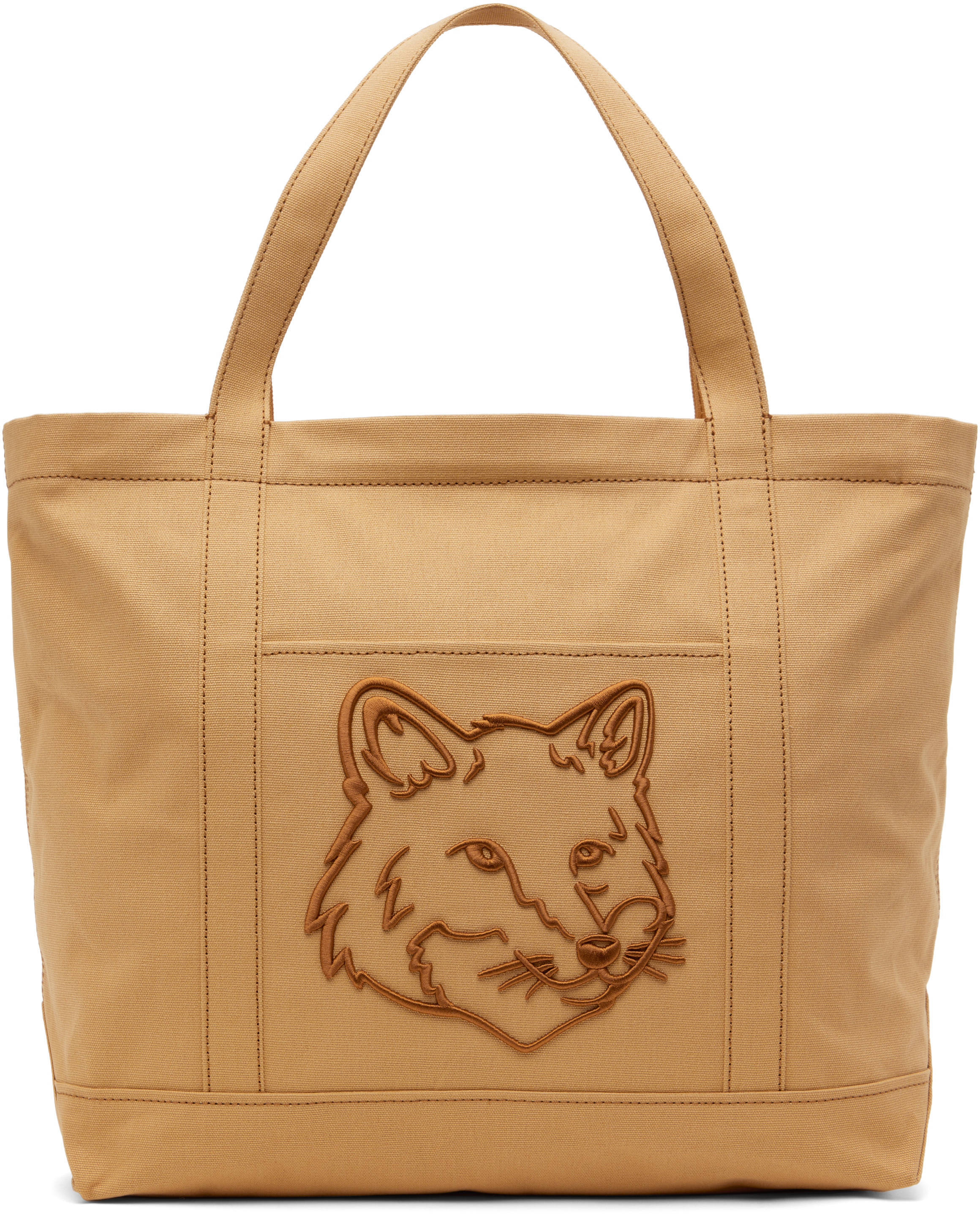 Maison Kitsuné Tan Fox Head Large Tote