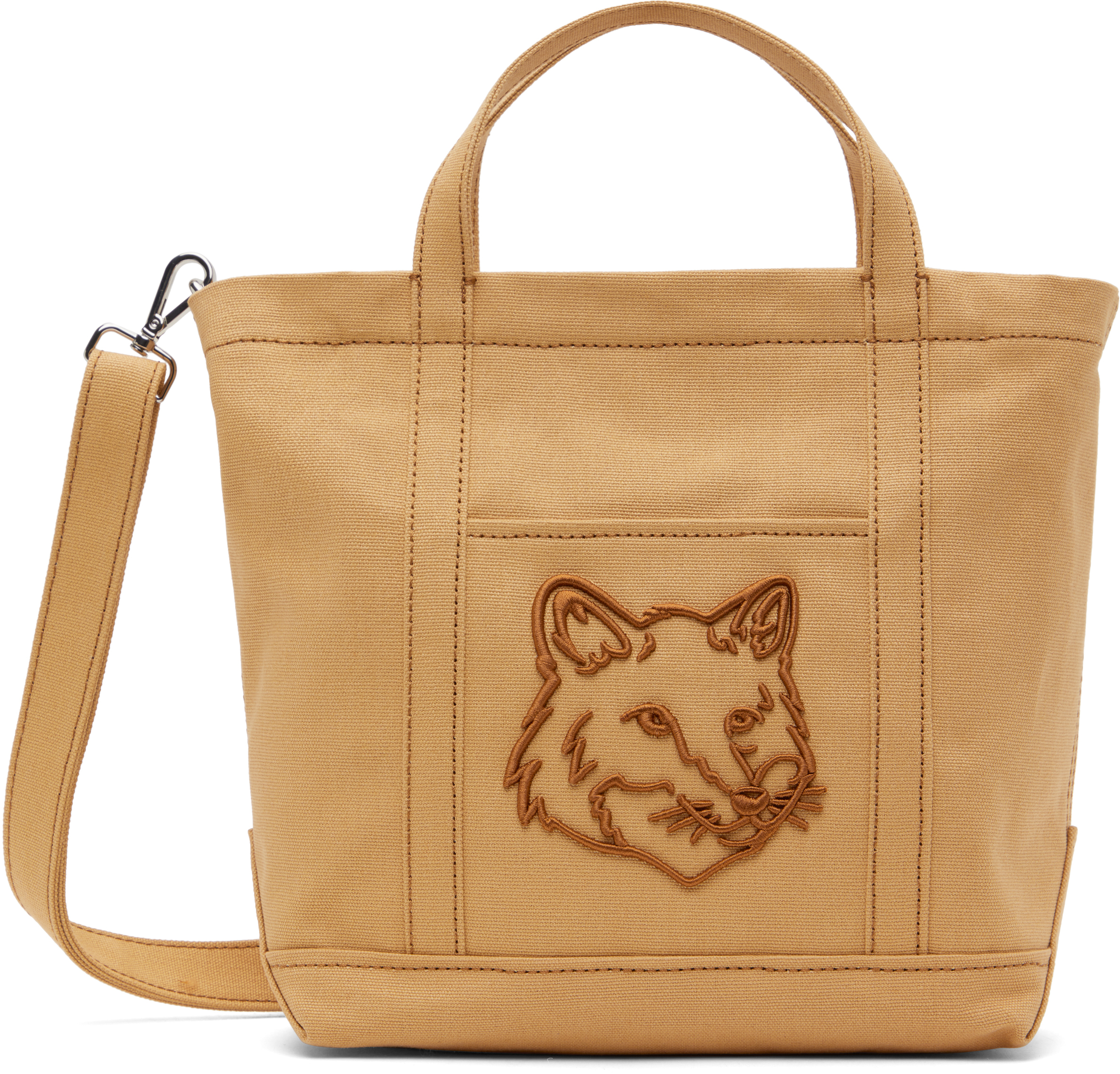 Maison Kitsuné Tan Fox Head Small Tote