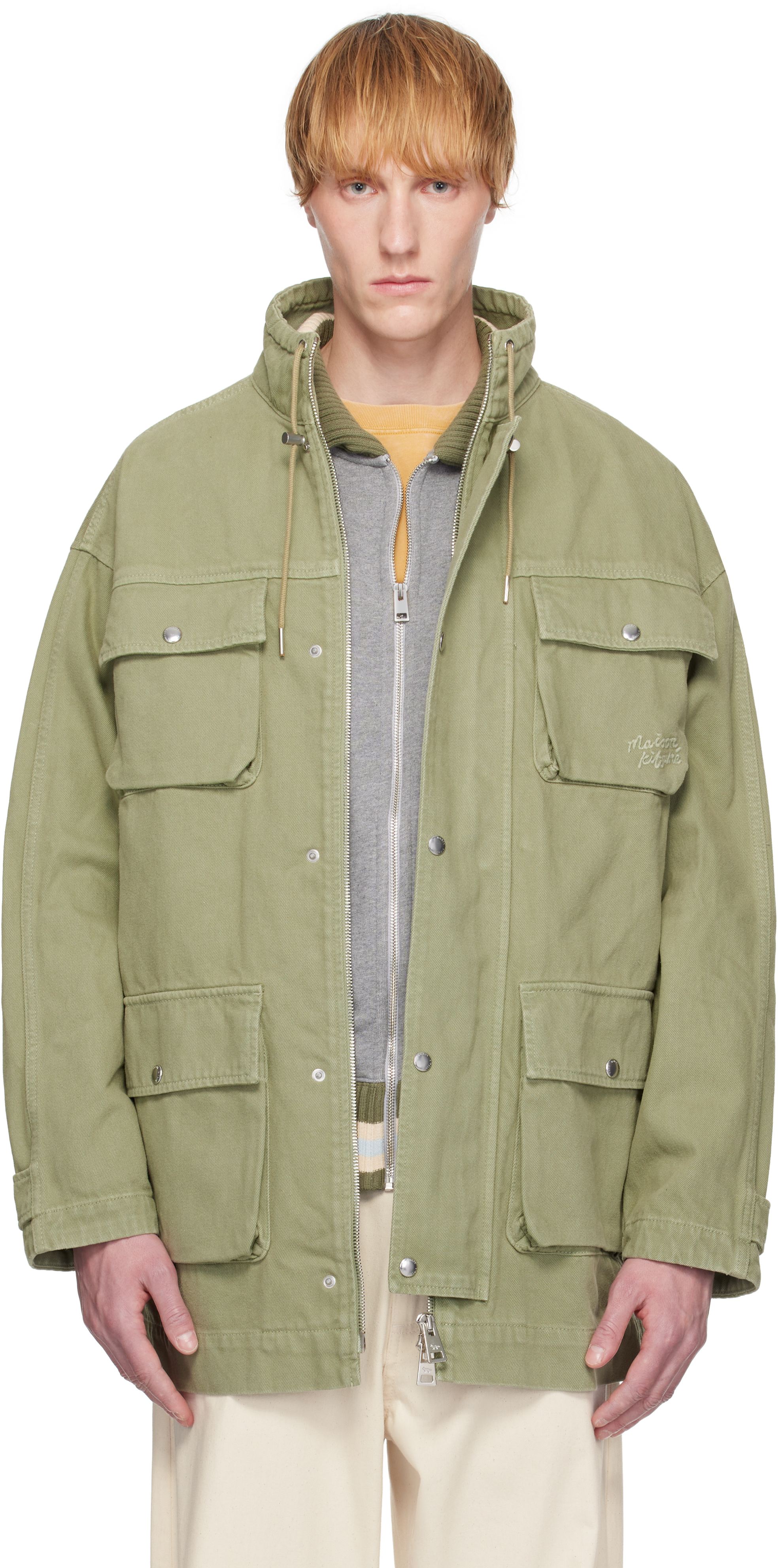Maison Kitsuné Green Cotton Denim Parka