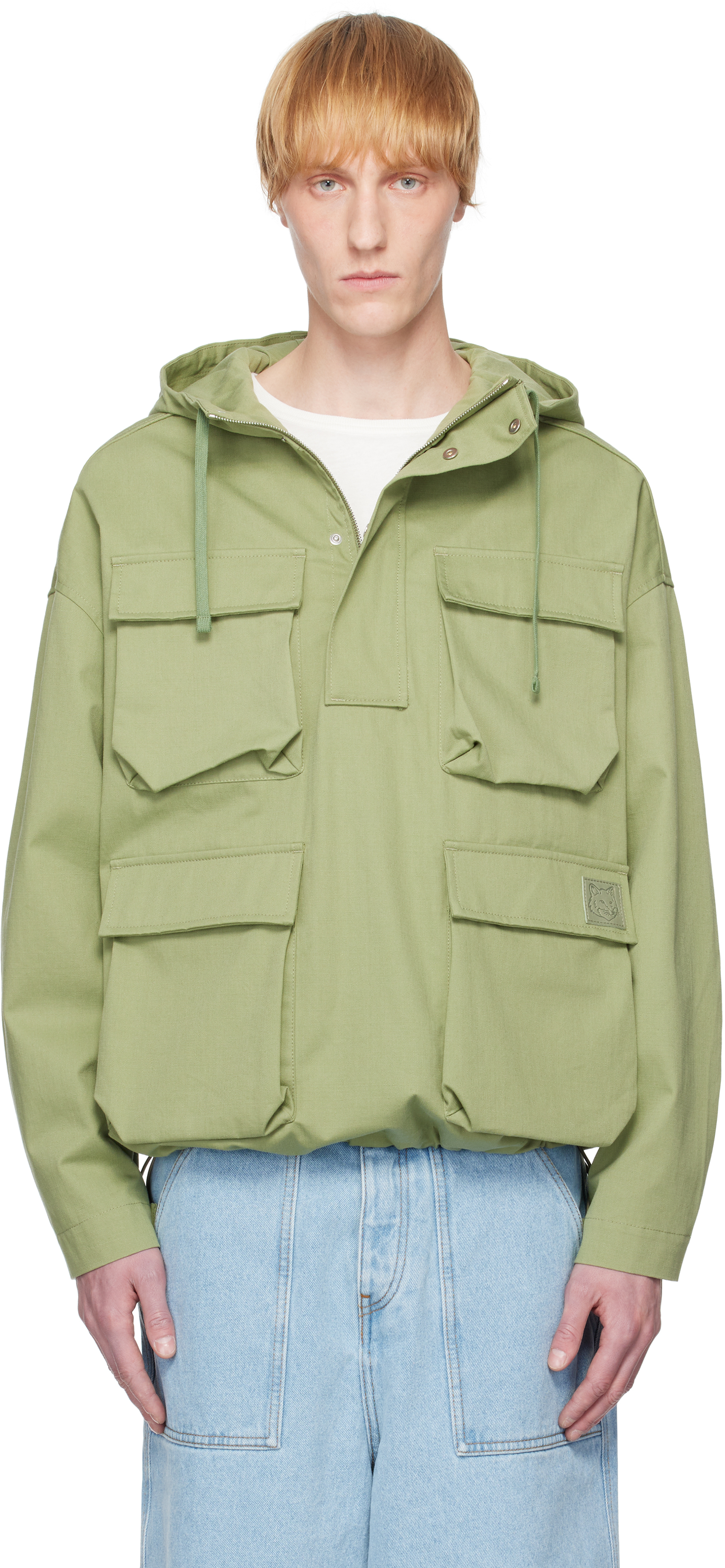 Maison Kitsuné Green Hooded Popover Jacket