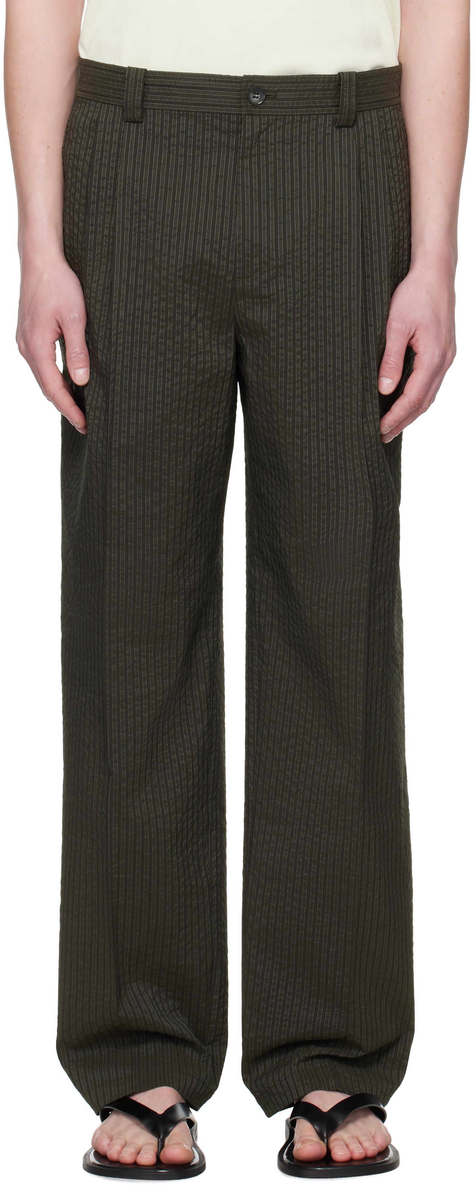Maison Kitsuné Gray Relaxed Pleated Trousers