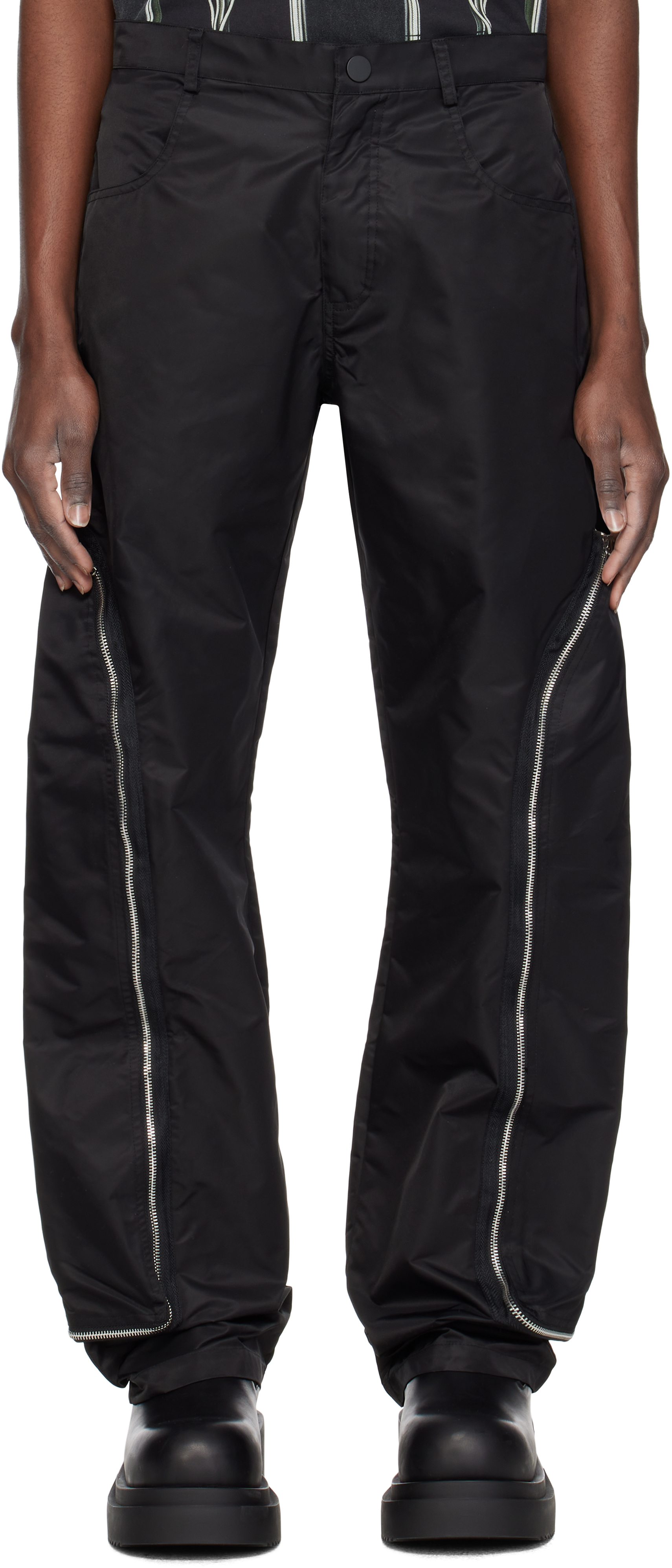 Who Decides War: ブラック Side Zip Stained Glass トラウザー