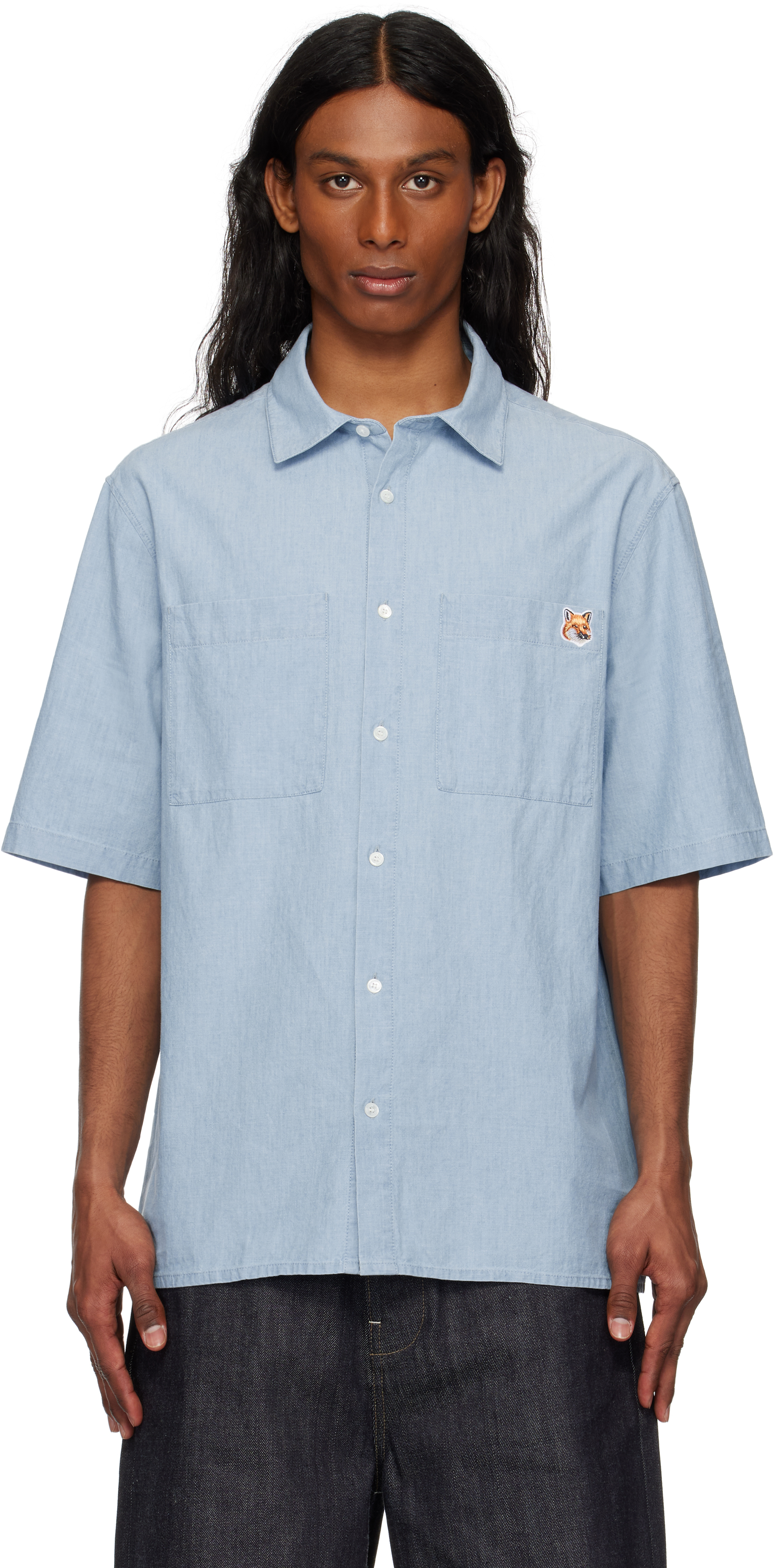 Maison Kitsuné Blue Relaxed Short Sleeve Shirt