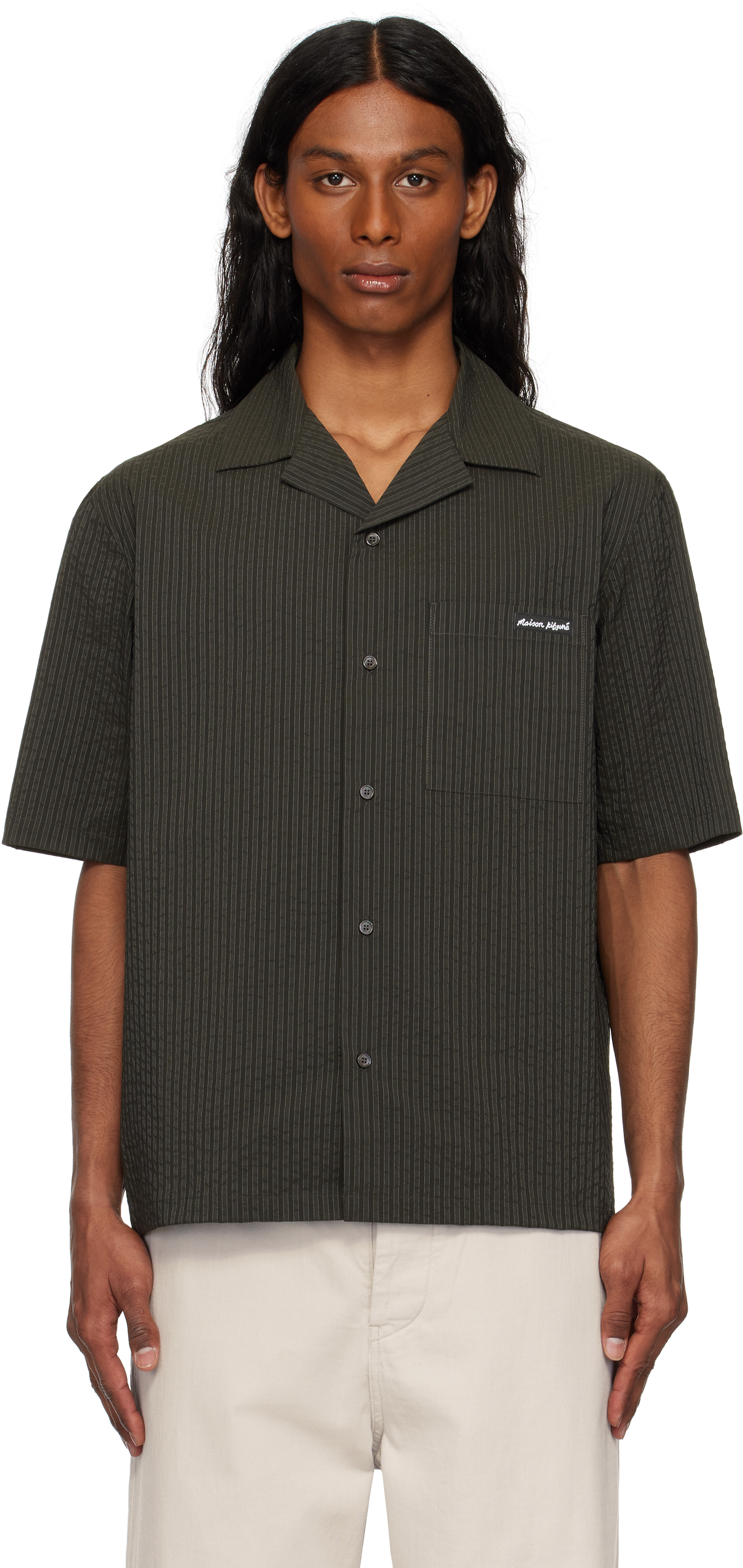 Shop Maison Kitsuné Black Resort Shirt