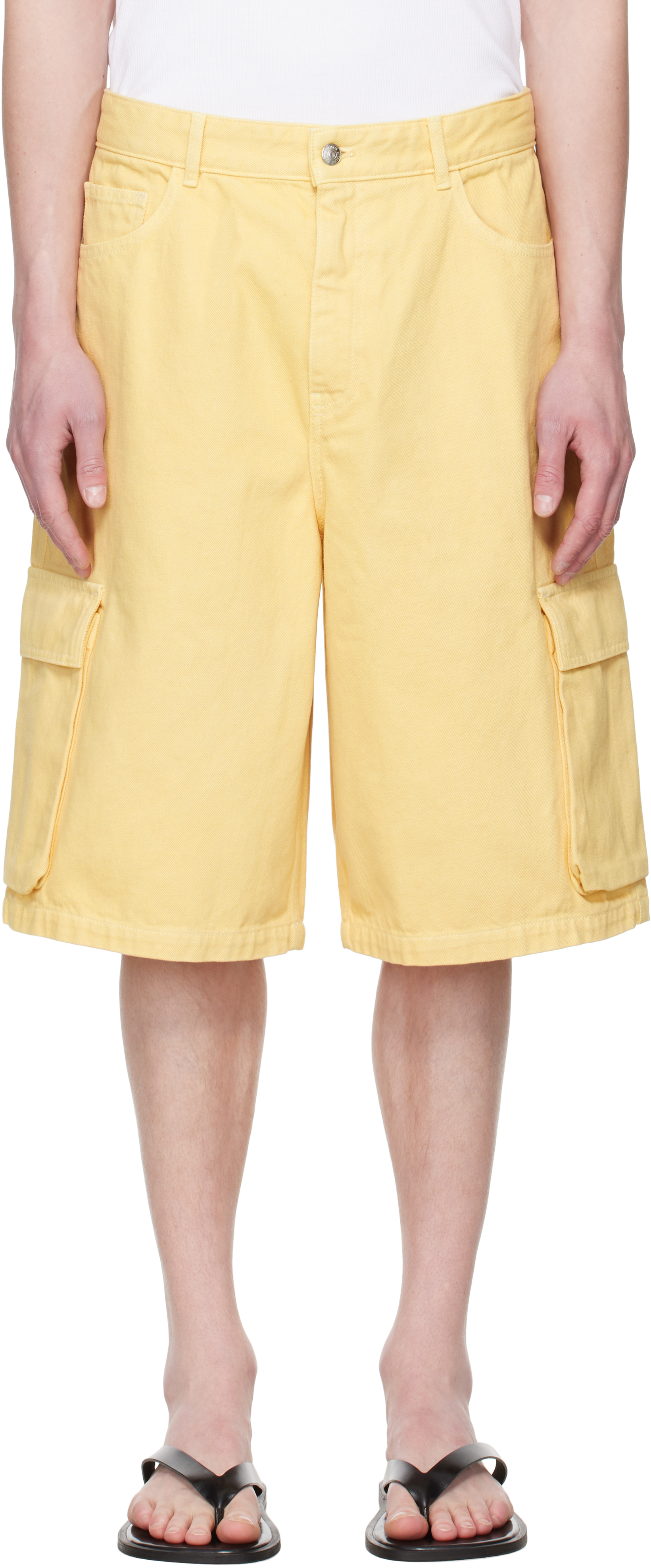 Maison Kitsuné Yellow Workwear Denim Cargo Shorts