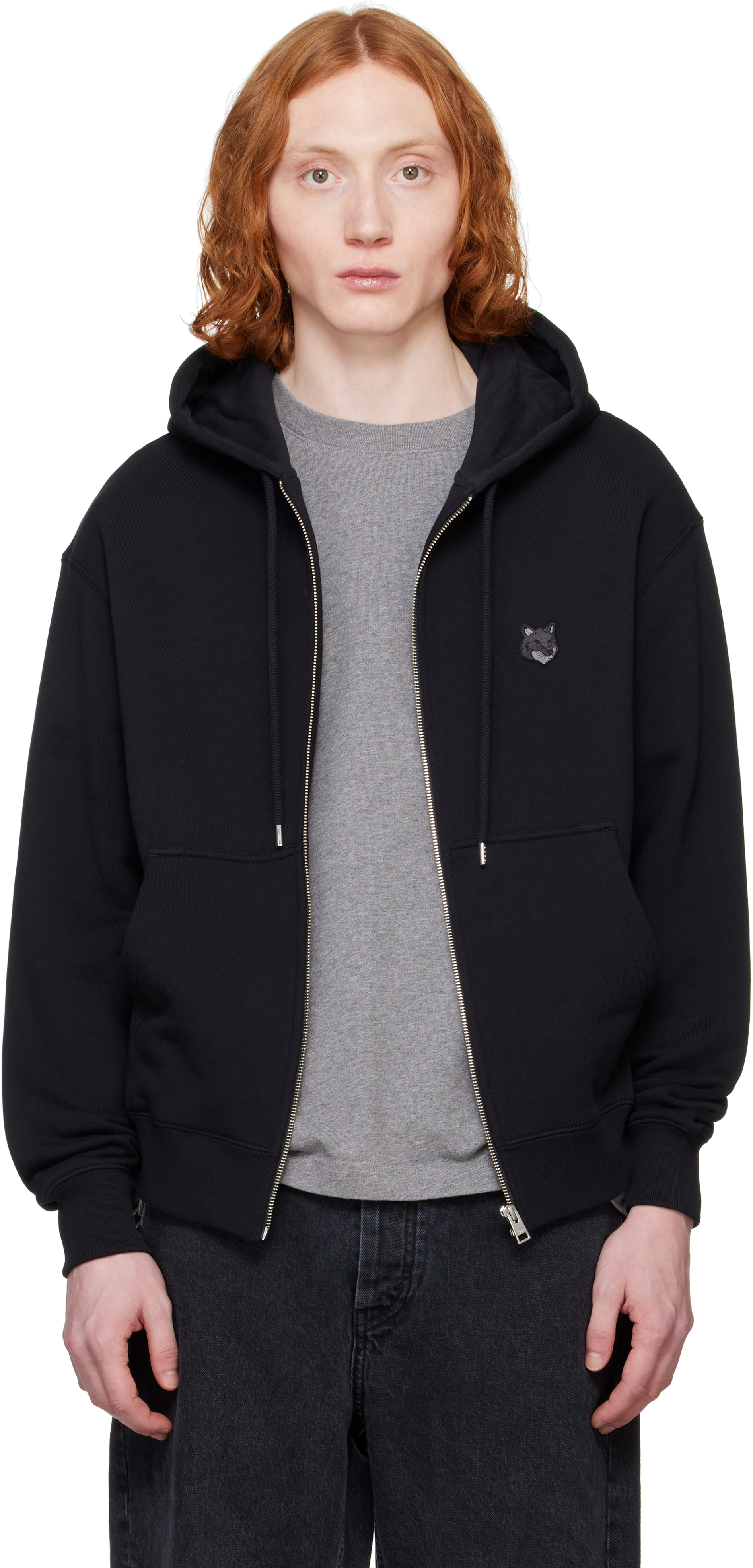 Maison Kitsuné Black Bold Fox Head Comfort Zipped Hoodie