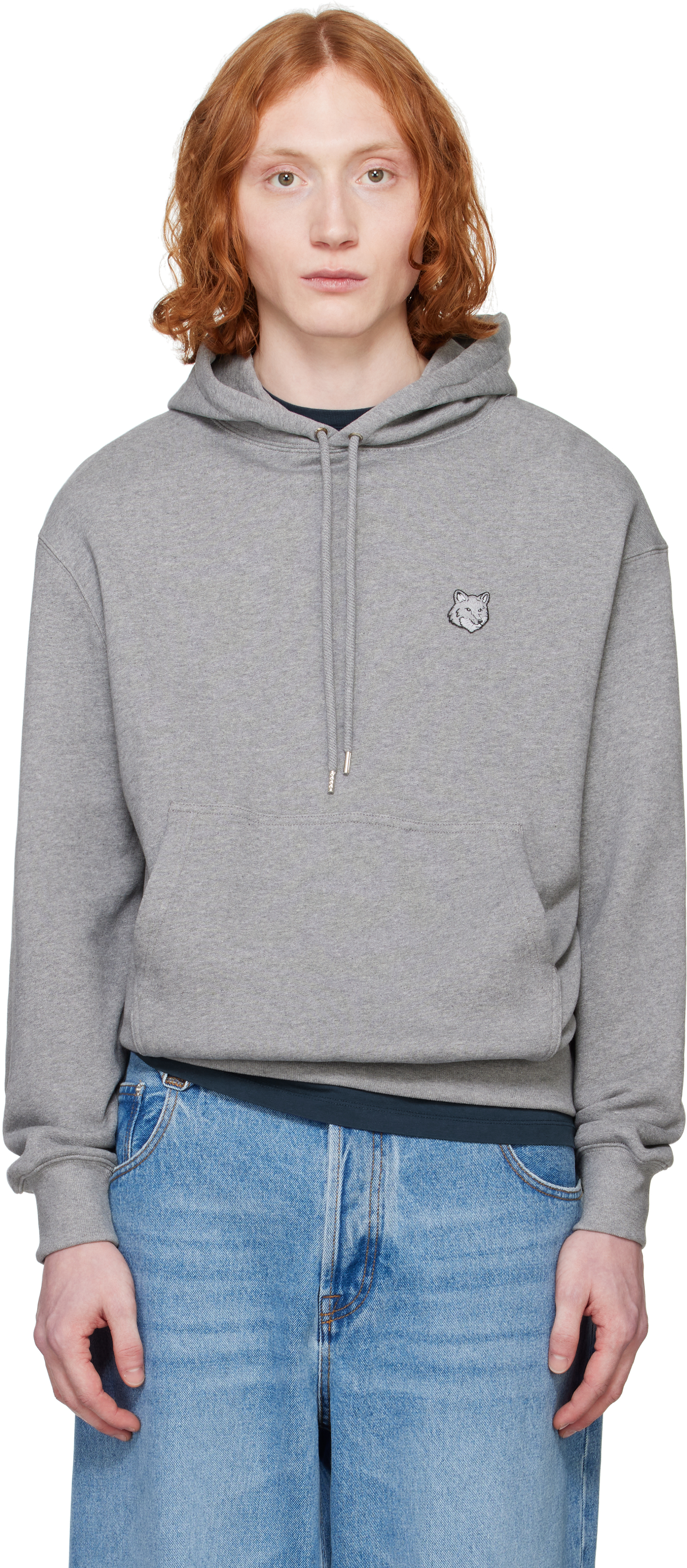 Maison Kitsuné Gray Bold Fox Head Patch Comfort Hoodie