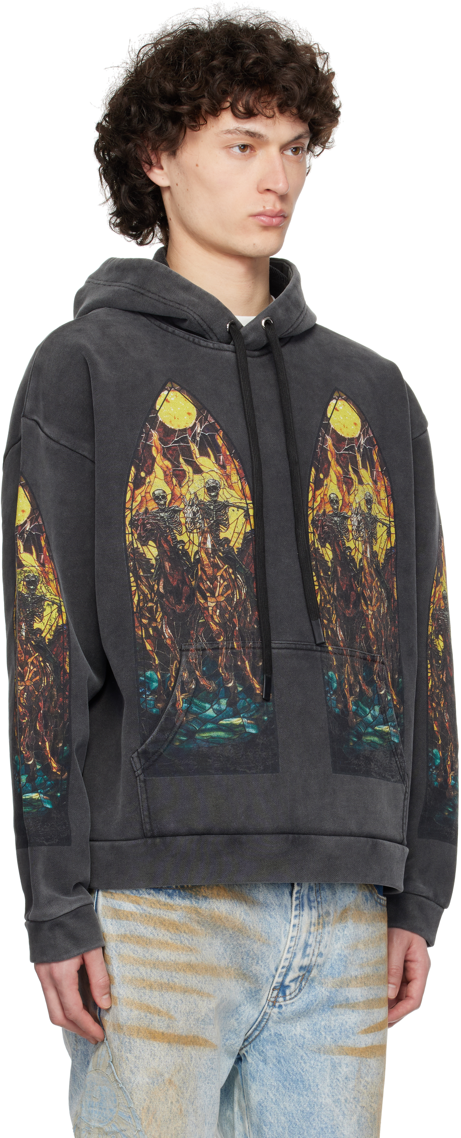 Who Decides War Gray Anvil Hoodie In Black