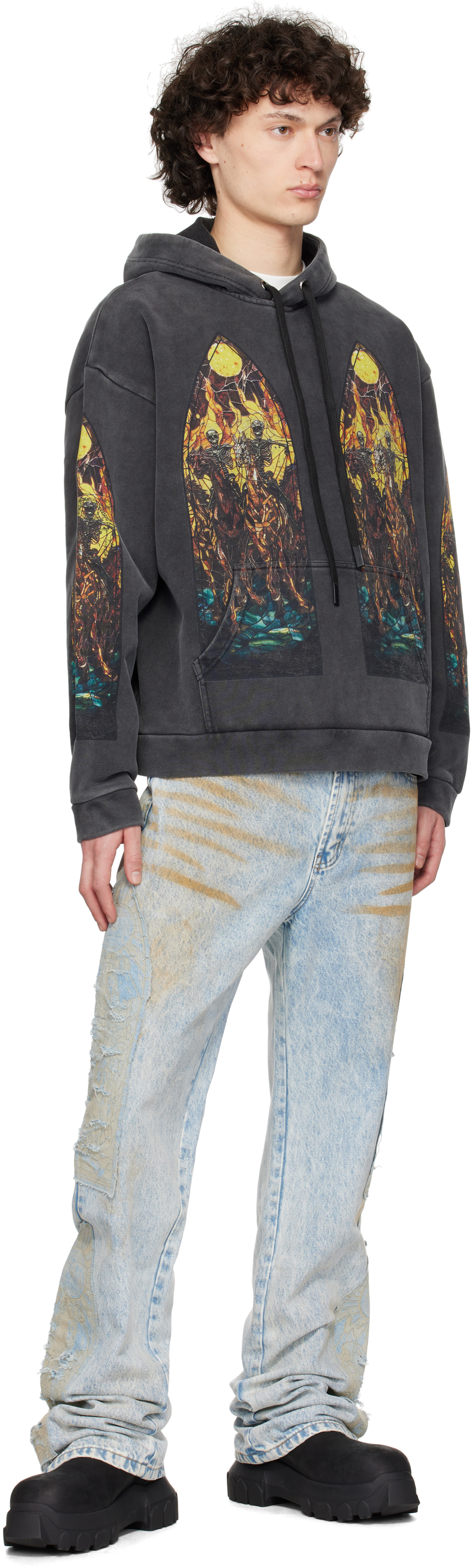 Who Decides War Gray Anvil Hoodie In Black