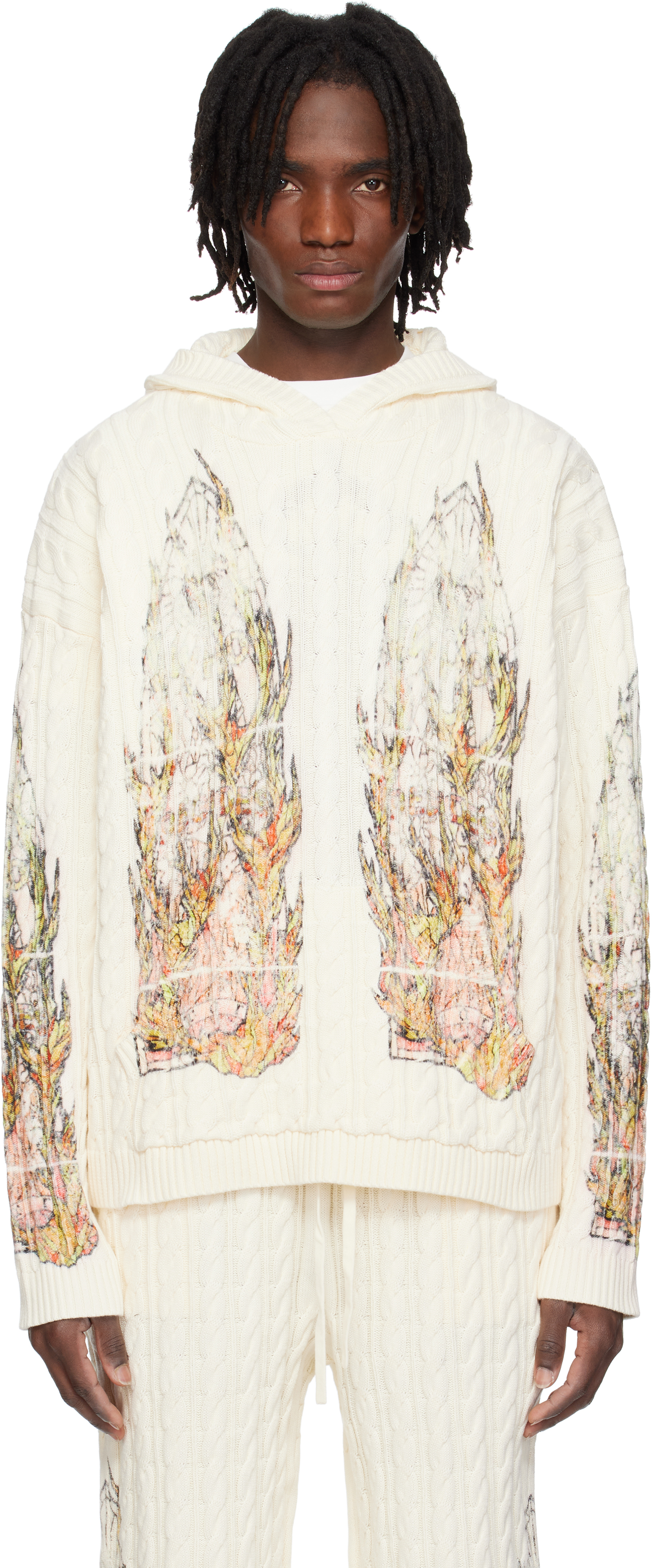 【関税込み】Who Decides War グレー Flame Glass 刺繍 フーディ Who Decides War Flame Glass-embroidered Hoodie | Grey | FARFETCH