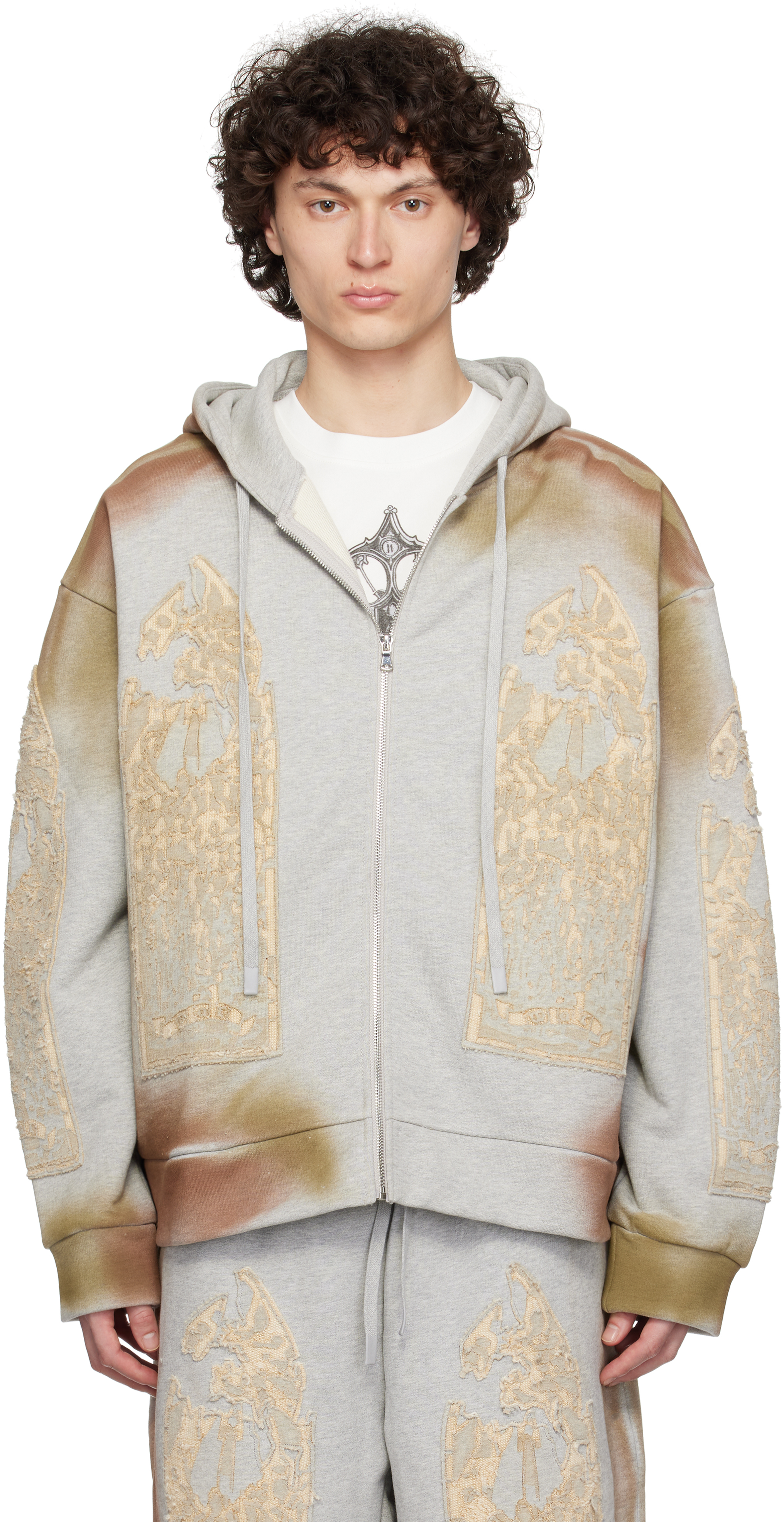 Who Decides War Gray Signature Mechanic Zip Up Hoodie In Vintage Grey