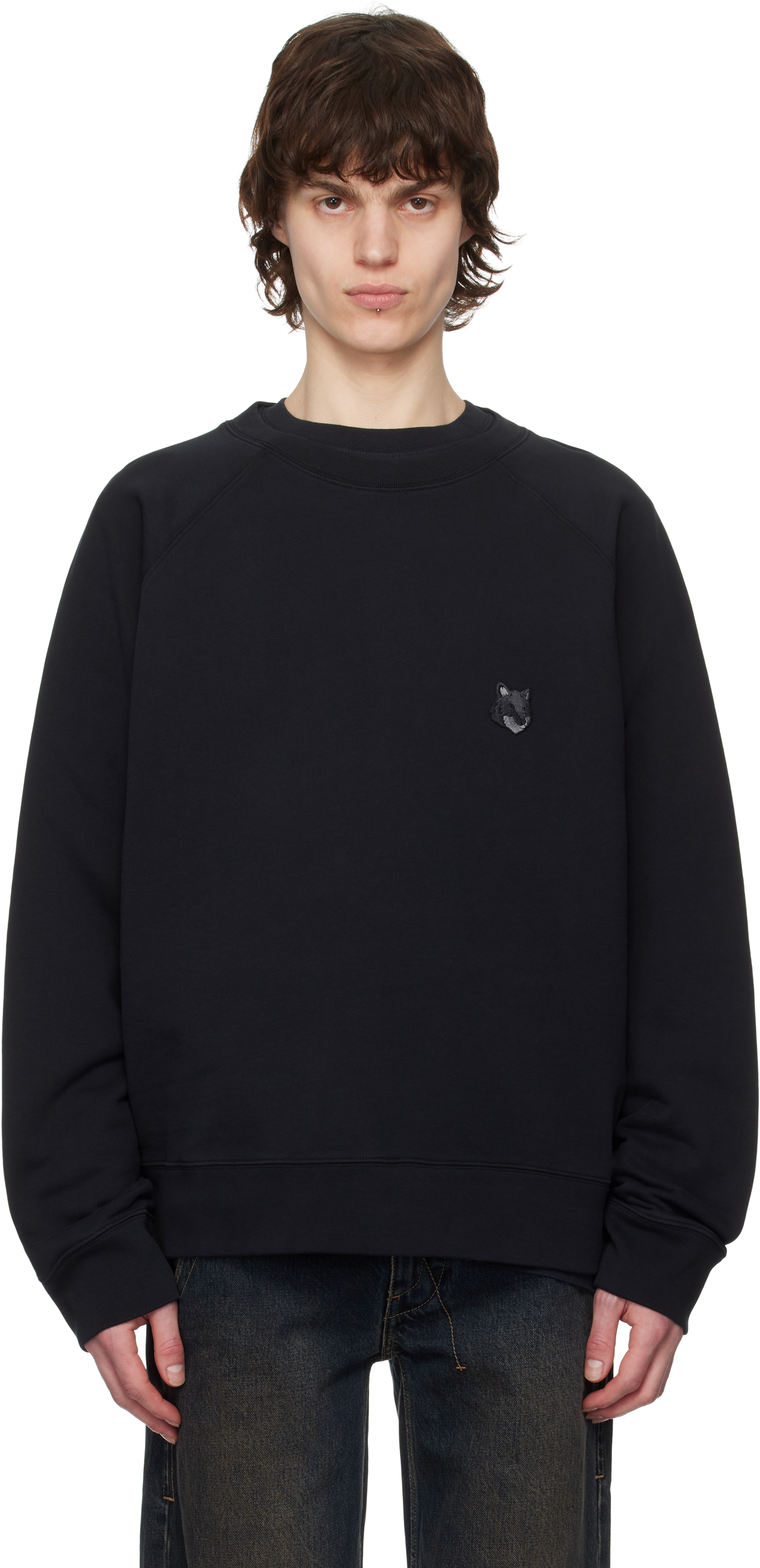 スウェット・トレーナー MAISON KITSUNE Bold Fox Head Patch Oversized Sweatshirt Blac Black Bold Fox Head Patch Oversize Sweatshirt by Maison