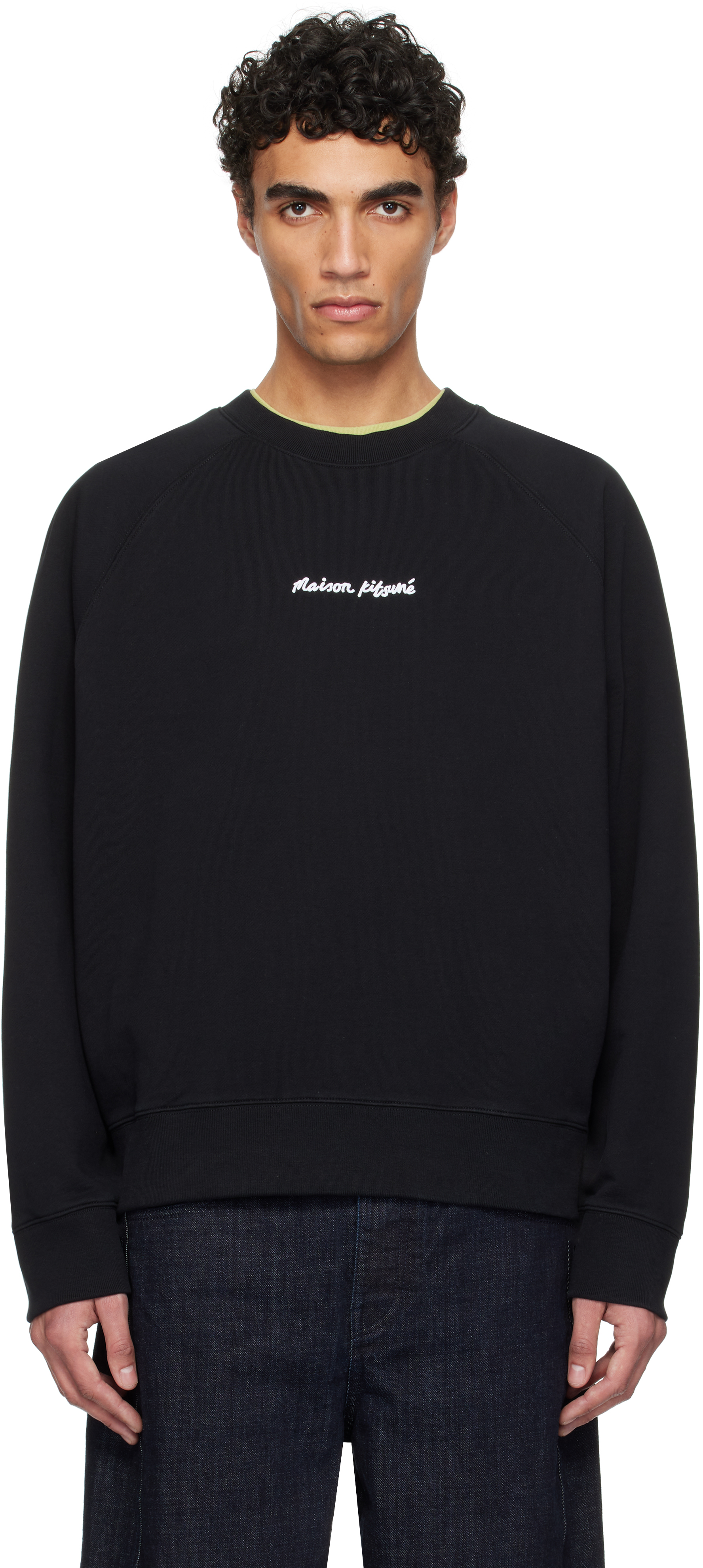 ★メゾンキツネ★ Embroidery Oversize Raglan Crew 関税込★ MAISON KITSUNE EMBROIDERY OVERSIZE RAGLAN SWEATSHIRT