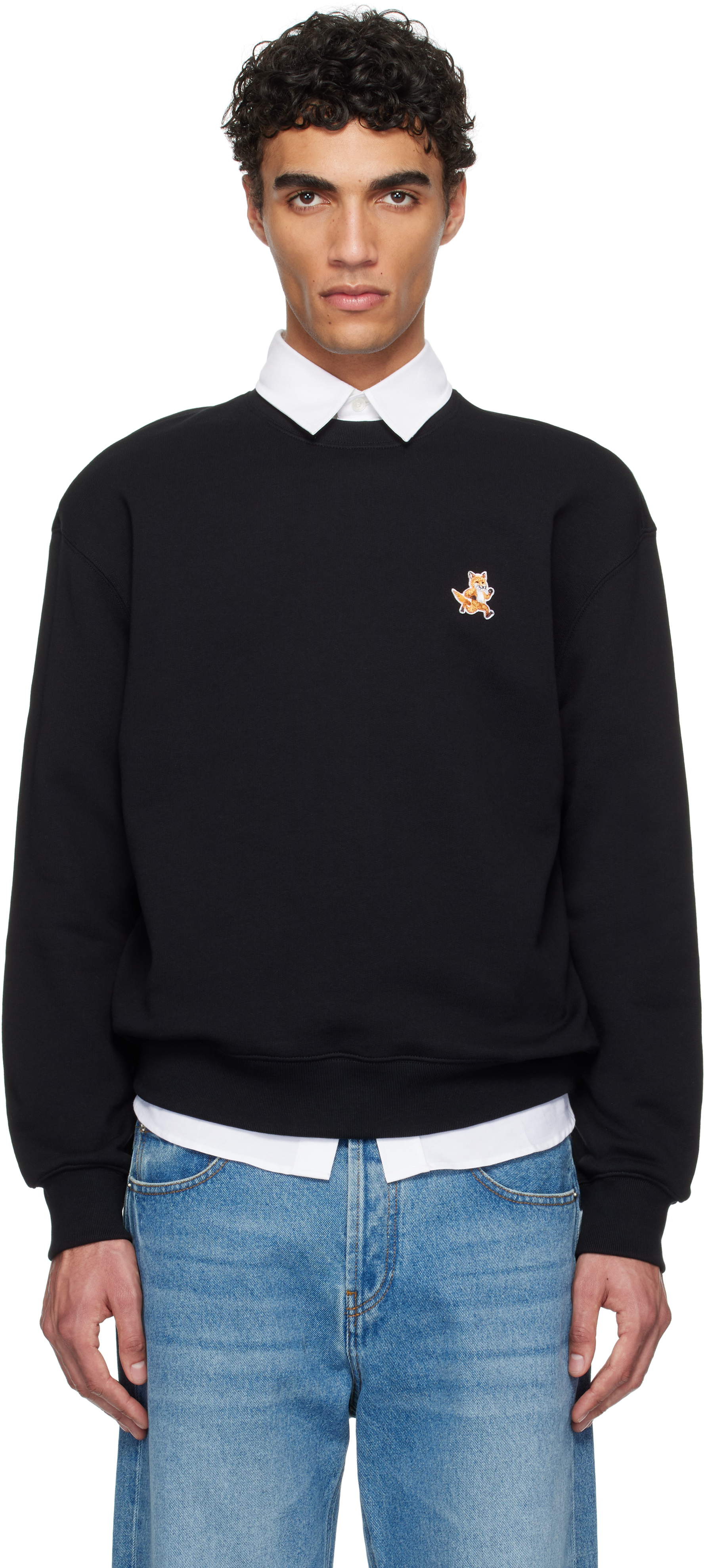 Maison Kitsuné Black Speedy Fox Patch Comfort Sweatshirt