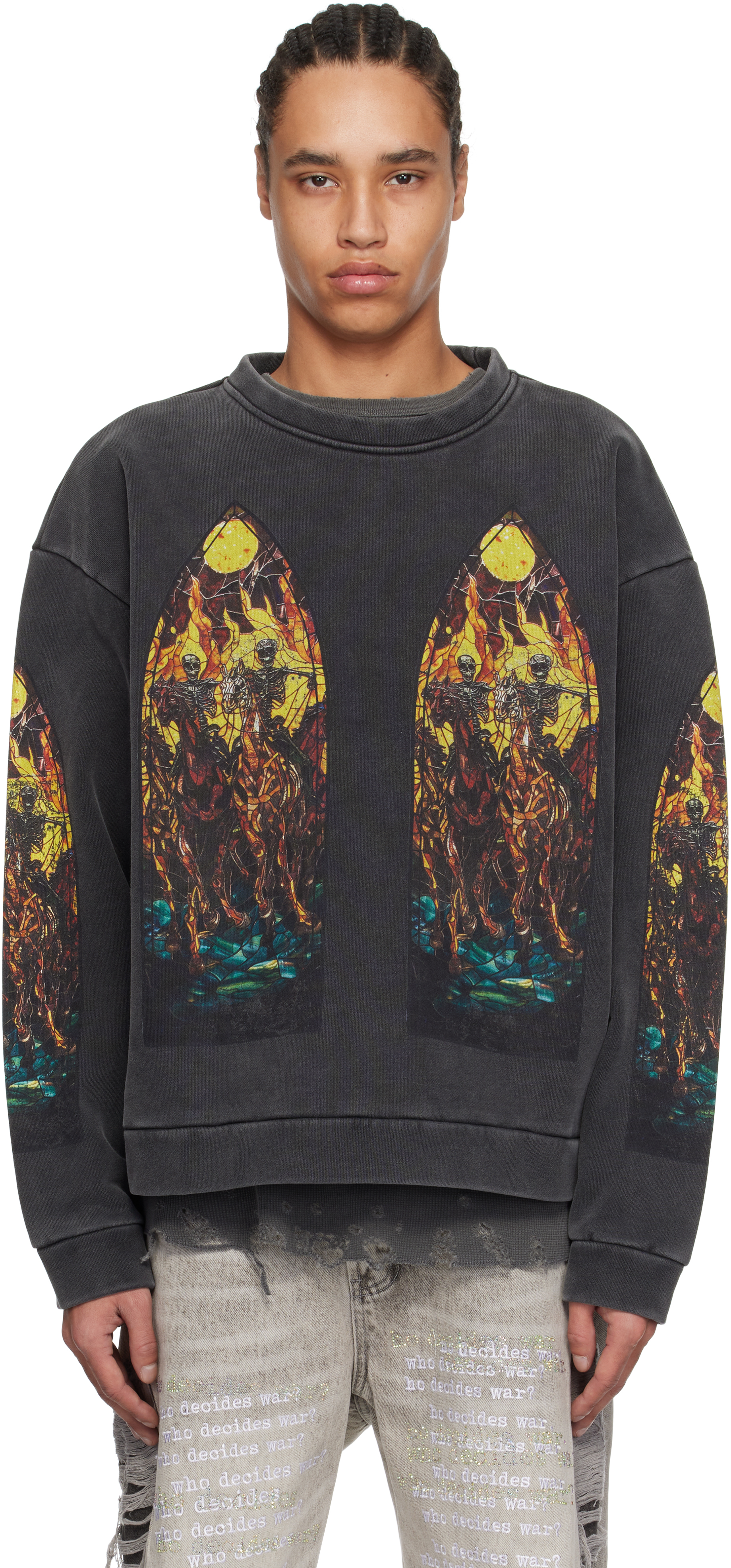 Who Decides War Black Anvil Crewneck Sweater In Black