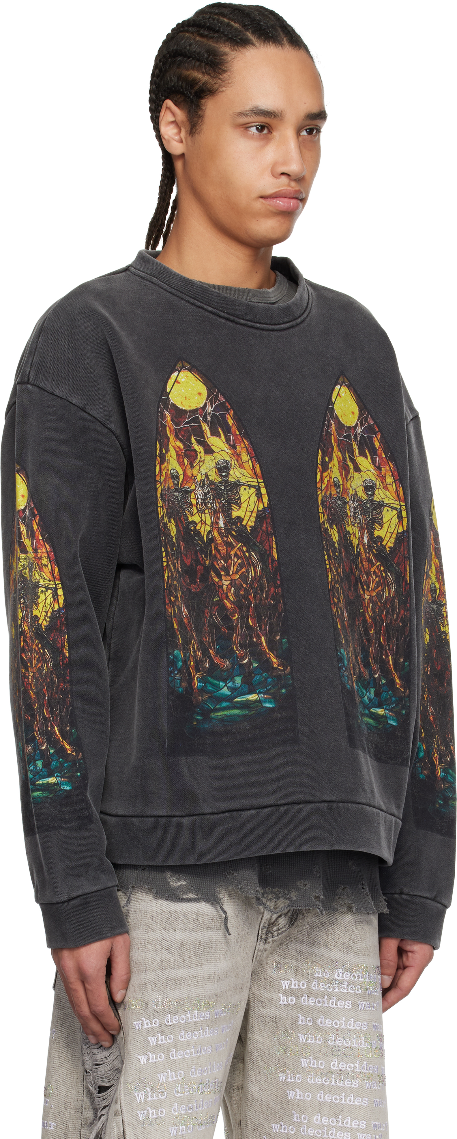 Who Decides War Black Anvil Crewneck Sweater In Black