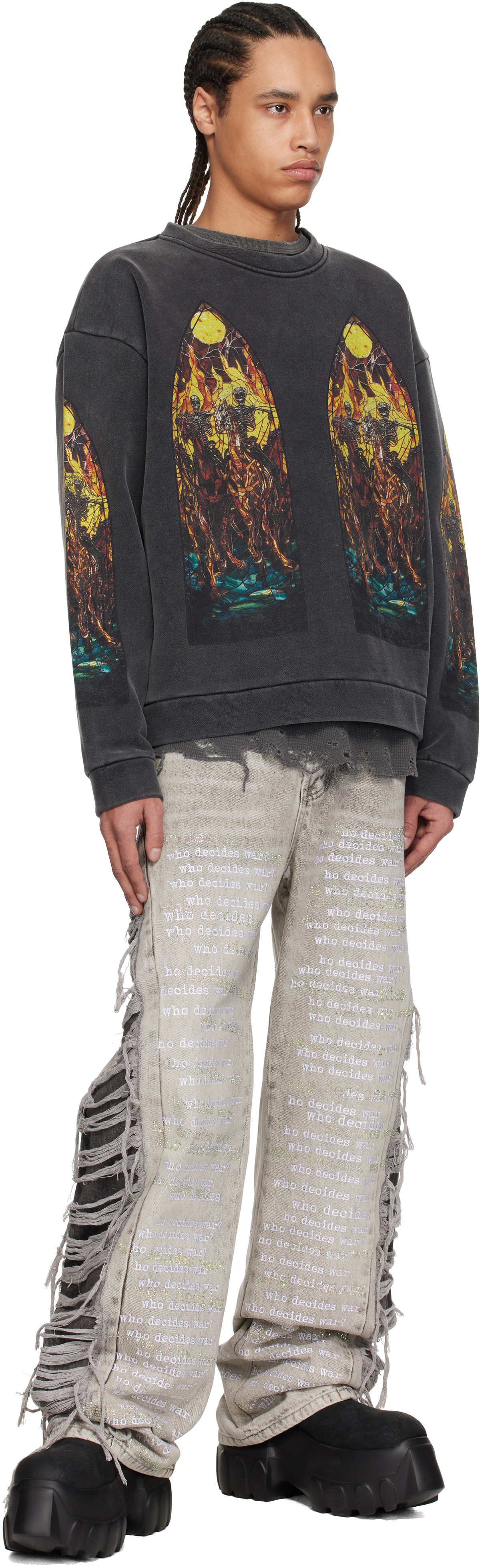 Who Decides War Black Anvil Crewneck Sweater In Black