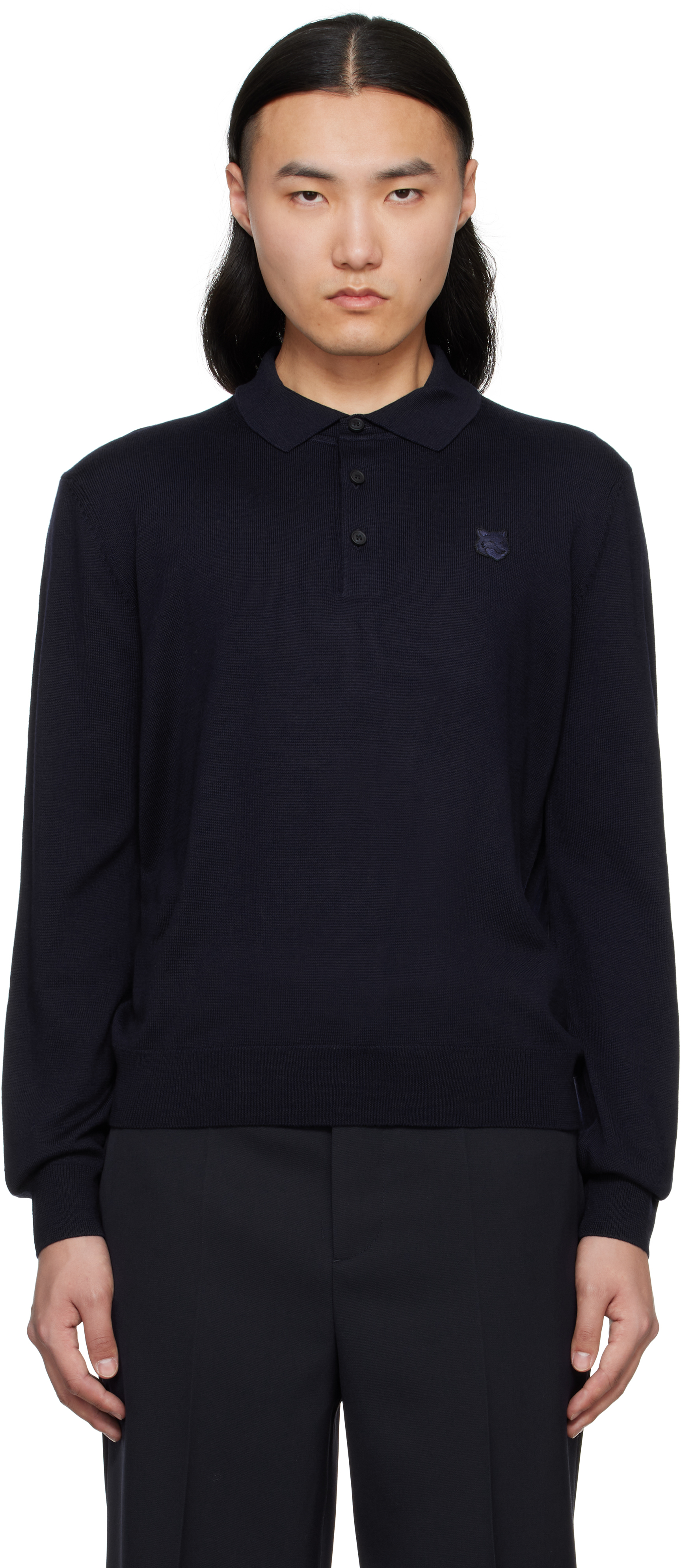Maison Kitsuné Gray Bold Fox Head Patch Polo