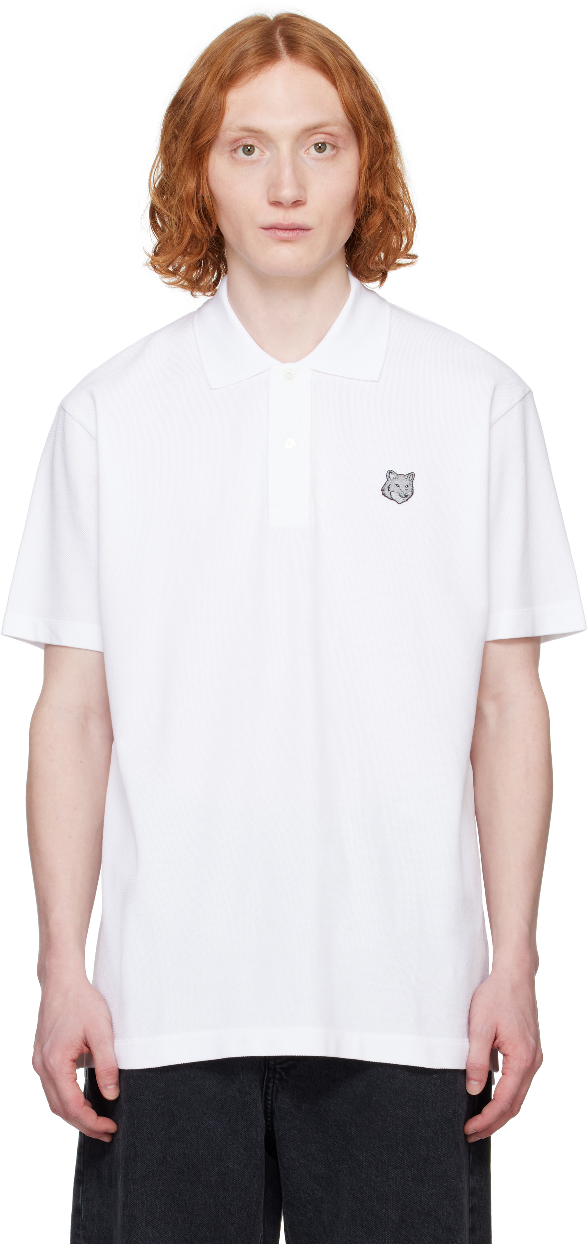 Maison Kitsuné White Bold Fox Head Patch Comfort Polo