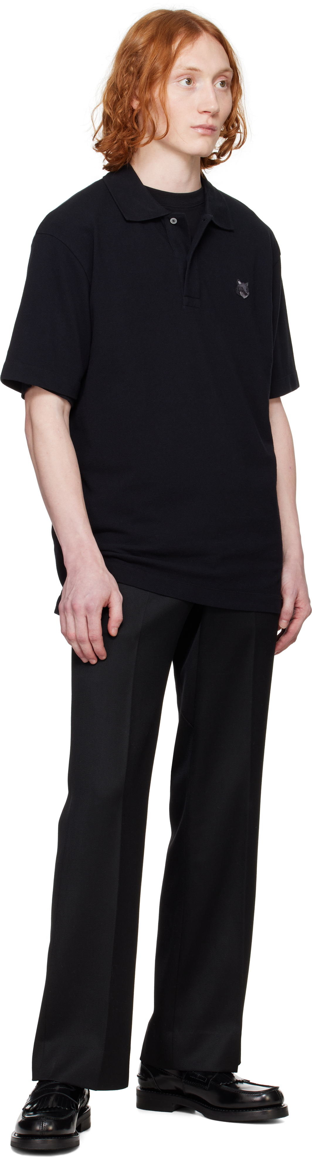 MAISON KITSUNÉ BLACK BOLD FOX HEAD PATCH COMFORT POLO