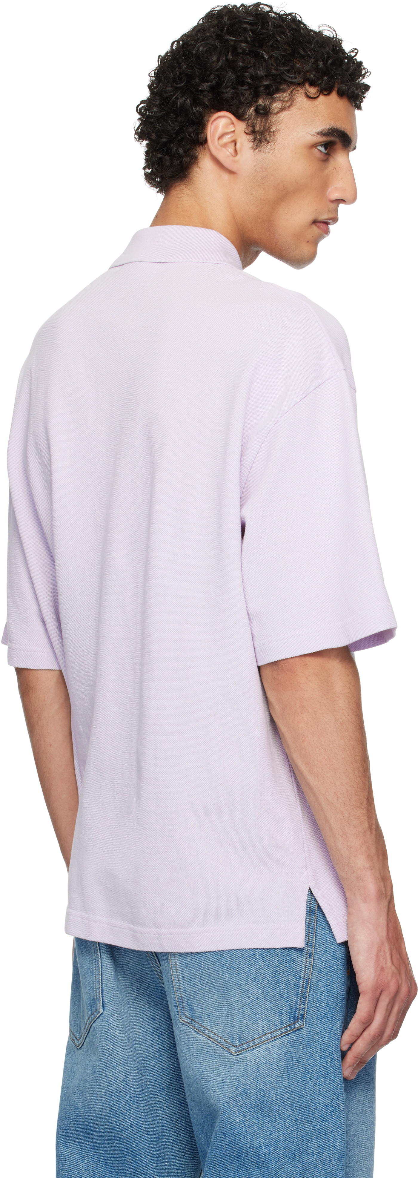 Maison Kitsuné Purple Bold Fox Patch Oversize Polo In 0173 Soft Mauve